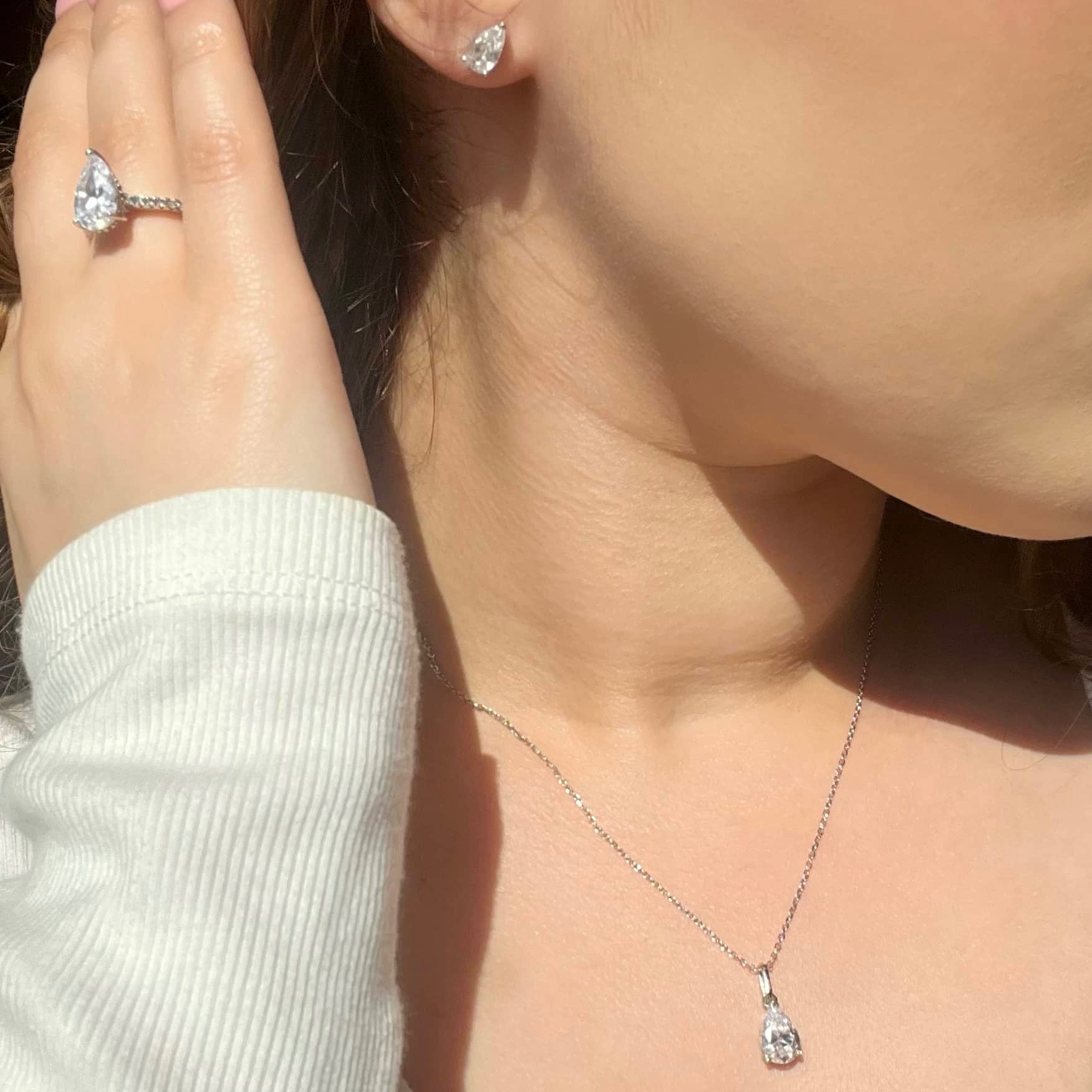 Alana Pear Cut Sterling Silver Earrings (Pre-Order)