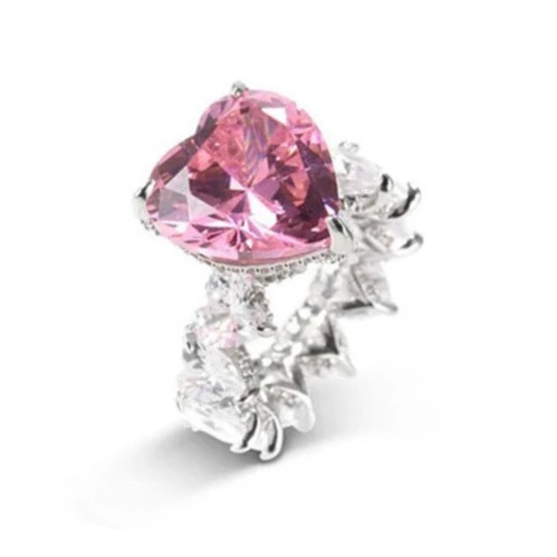 Queen Heart Cubic Zirconia Ring- Pink