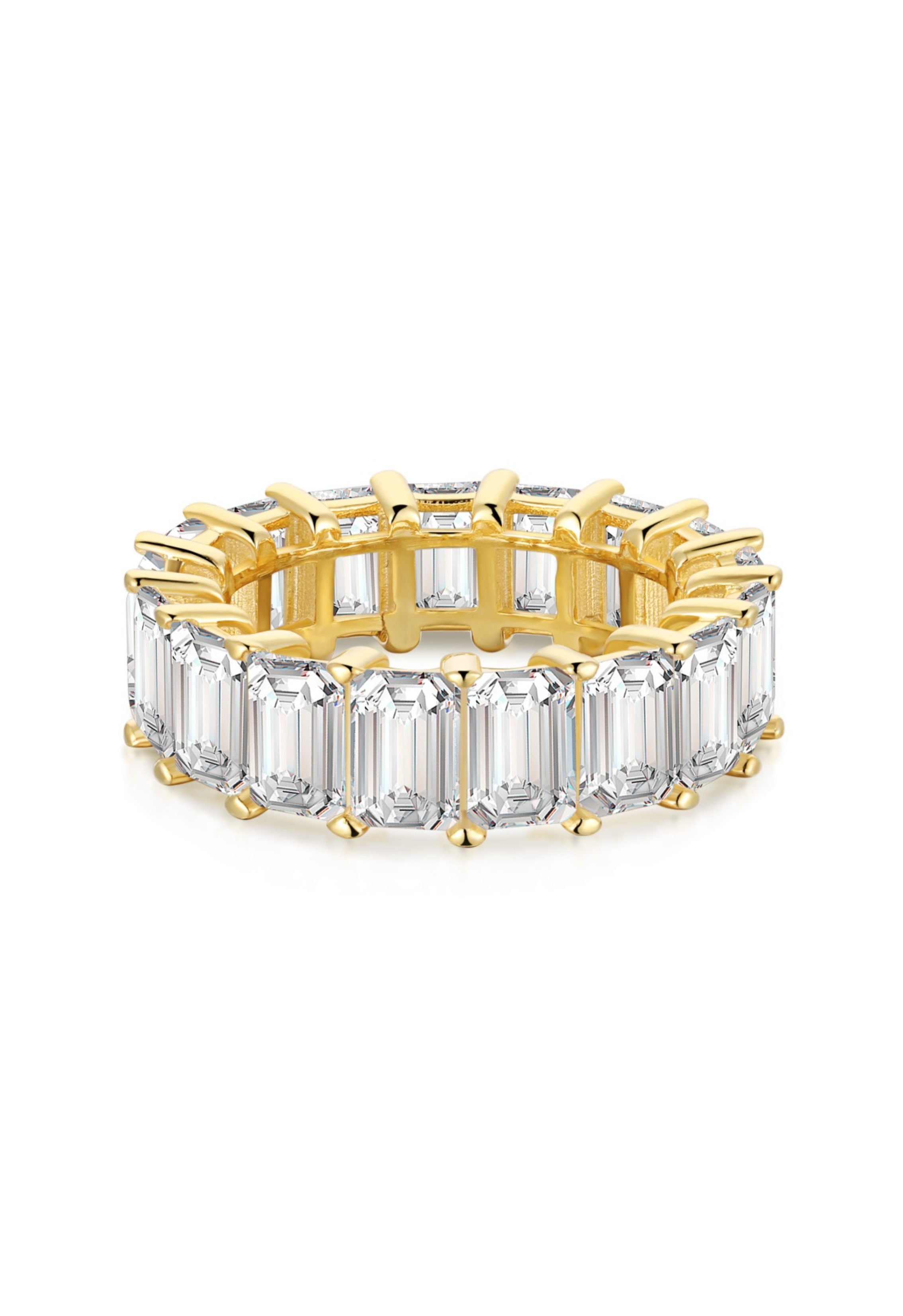 Raya Emerald Cut Eternity Band Sterling Silver Ring- Gold