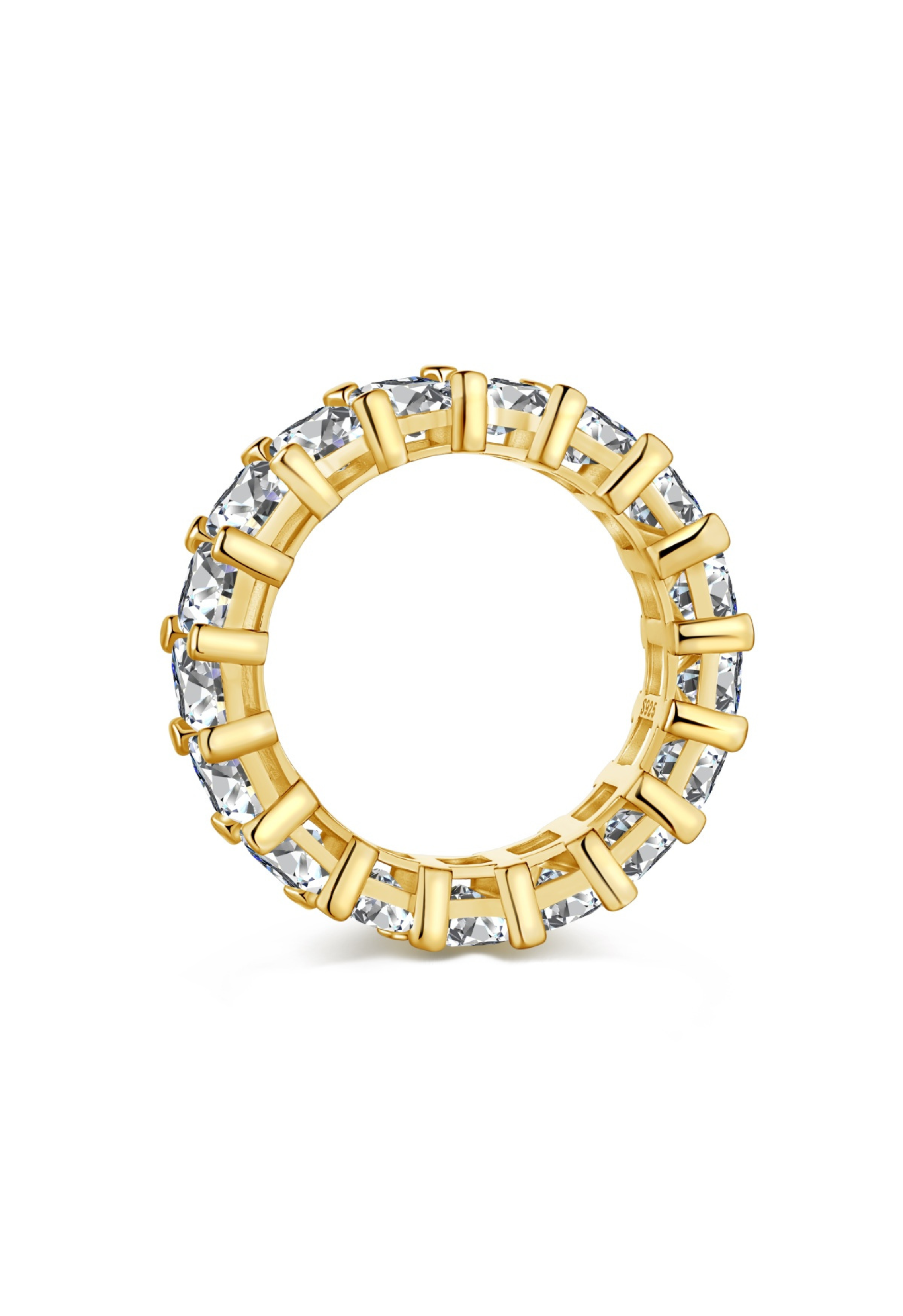 Raya Emerald Cut Eternity Band Sterling Silver Ring- Gold