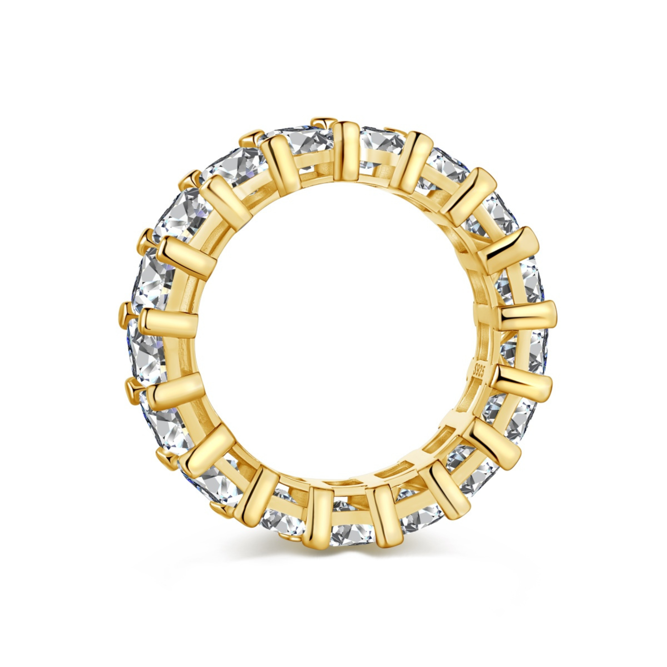 Raya Emerald Cut Eternity Band Sterling Silver Ring- Gold