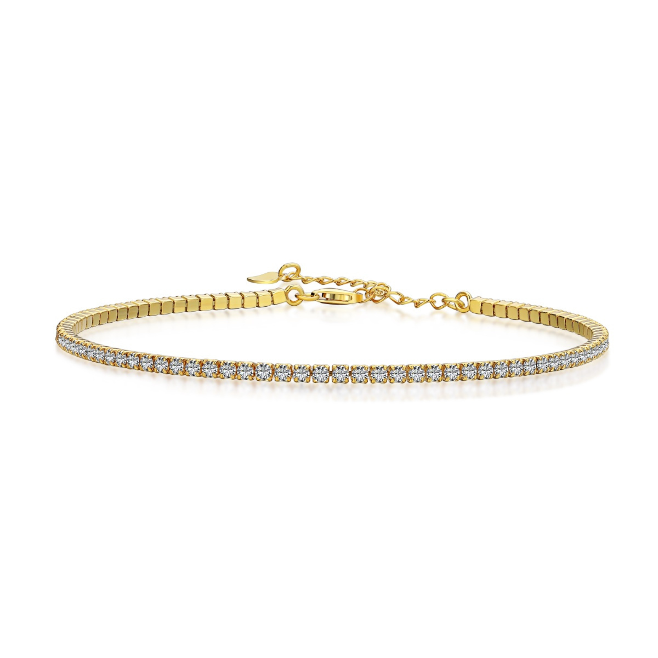 Yara Sterling Silver Icy Tennis Anklet- Gold