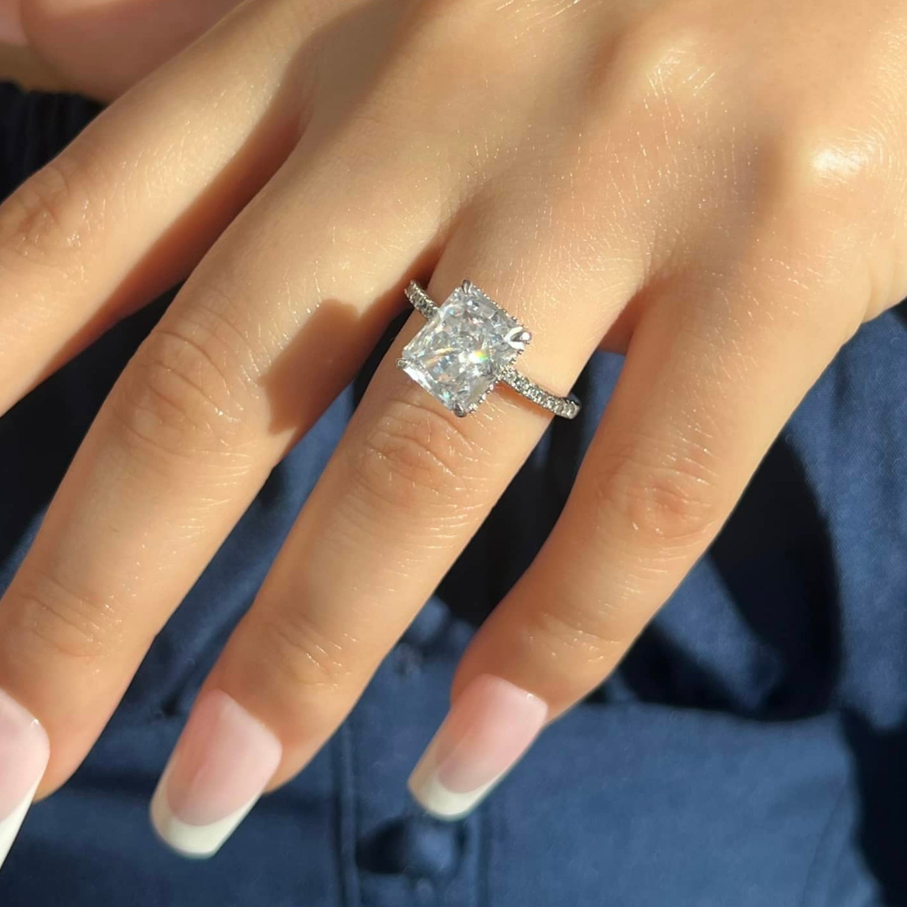 Cecilia Radiant Cut Sterling Silver Ring- Silver