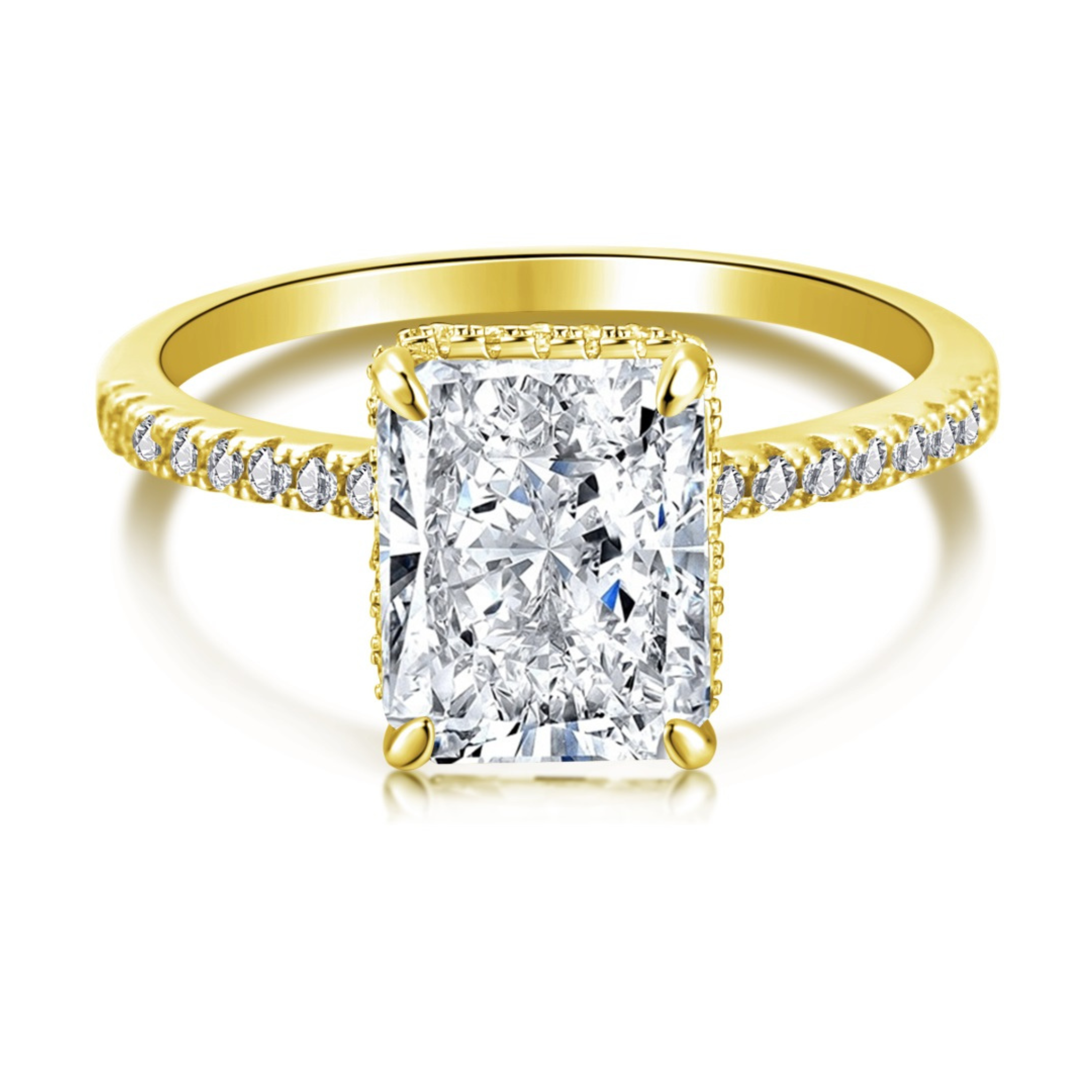 Cecilia Radiant Cut Sterling Silver Ring- Gold