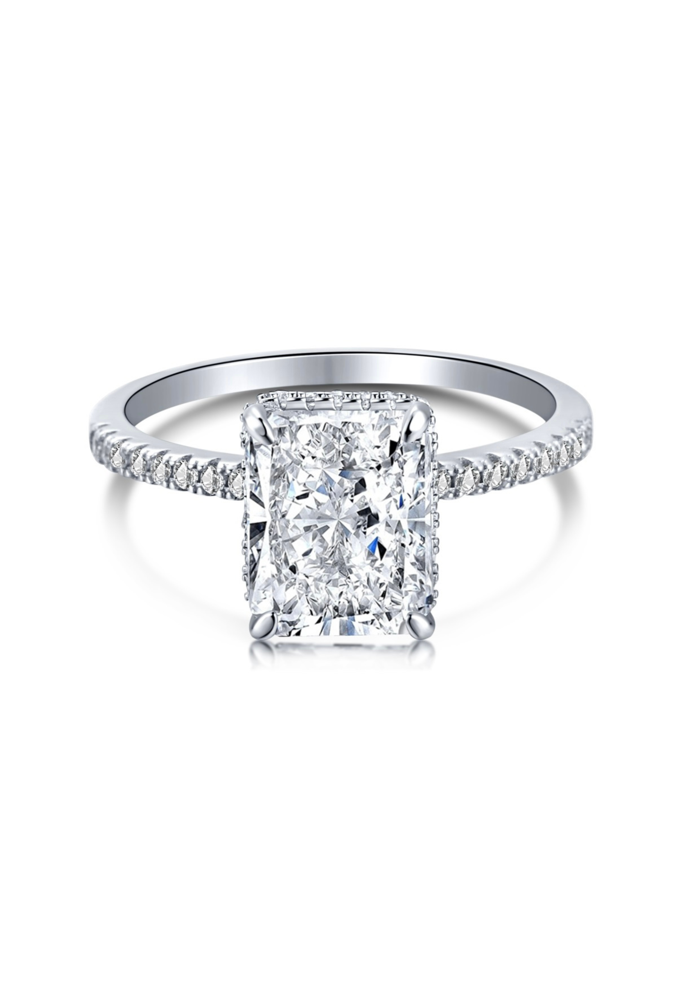 Cecilia Radiant Cut Sterling Silver Ring- Silver