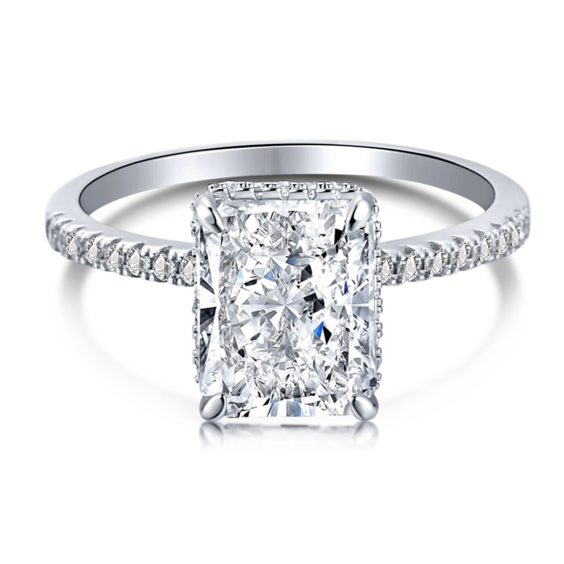 Cecilia Radiant Cut Sterling Silver Ring- Silver