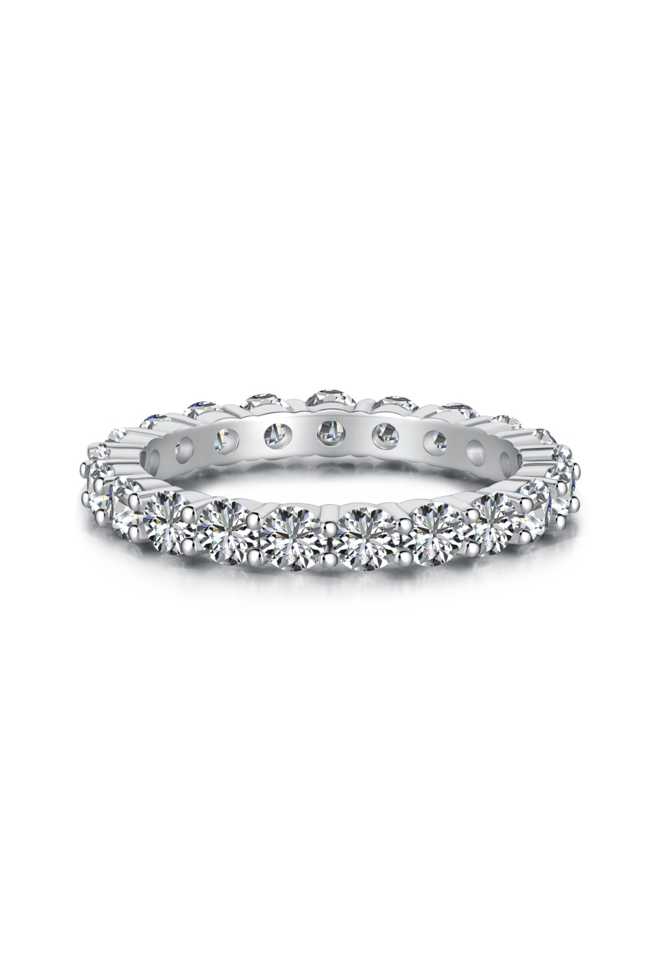 Eva Round Cut Eternity Band Sterling Silver Ring- Silver (Pre-Order)