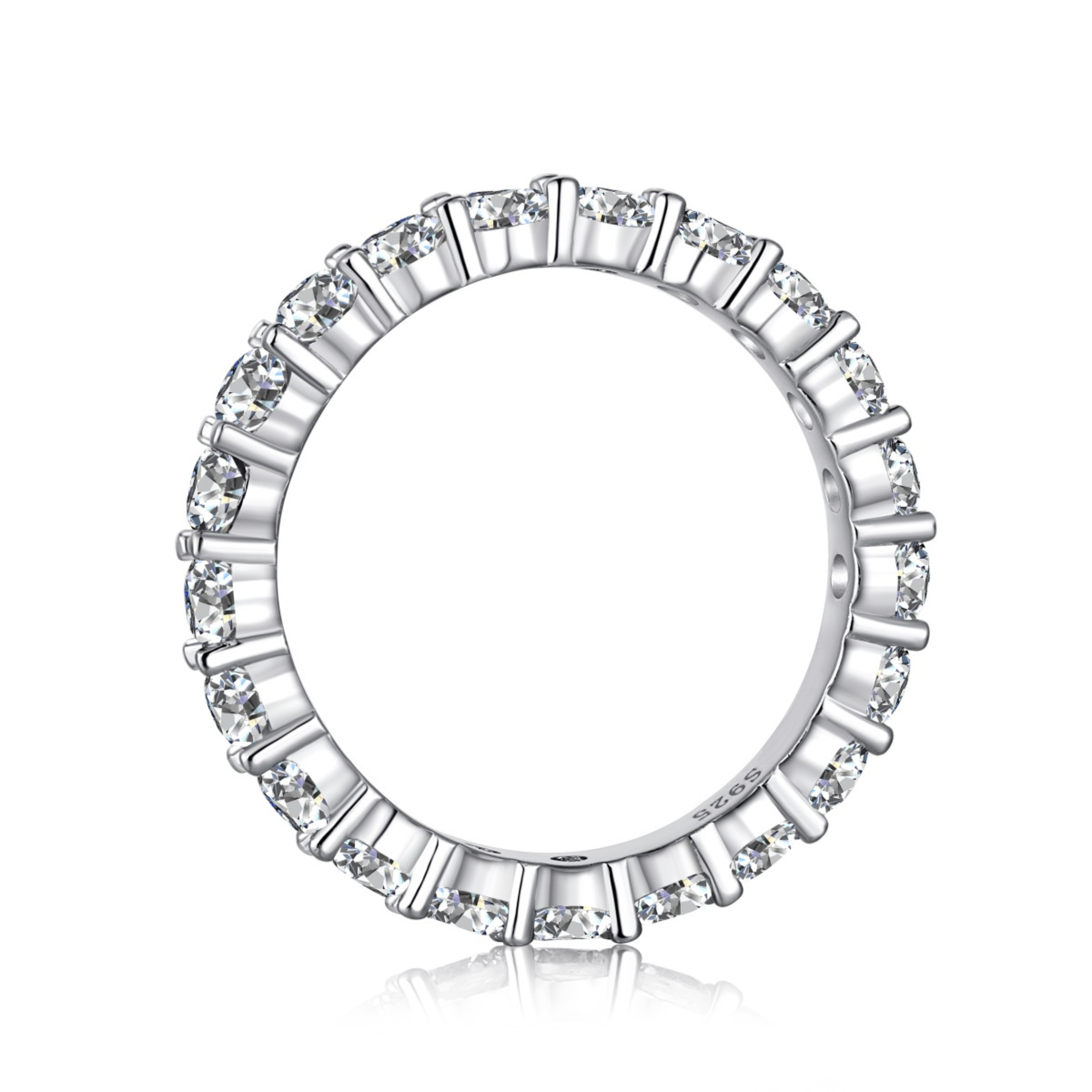 Eva Round Cut Eternity Band Sterling Silver Ring- Silver (Pre-Order)