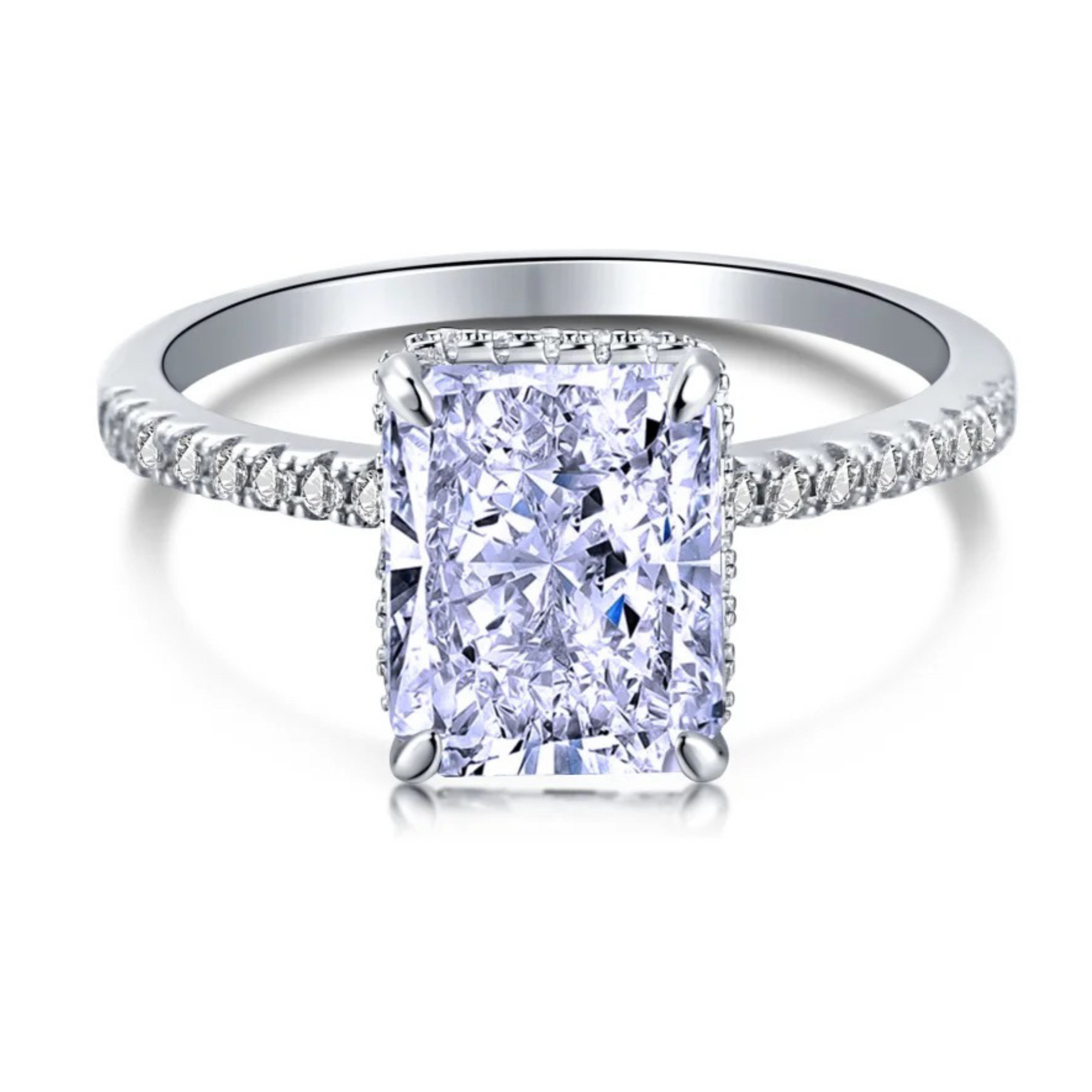 Cecilia Radiant Cut Sterling Silver Ring- Lavender (Pre-Order)