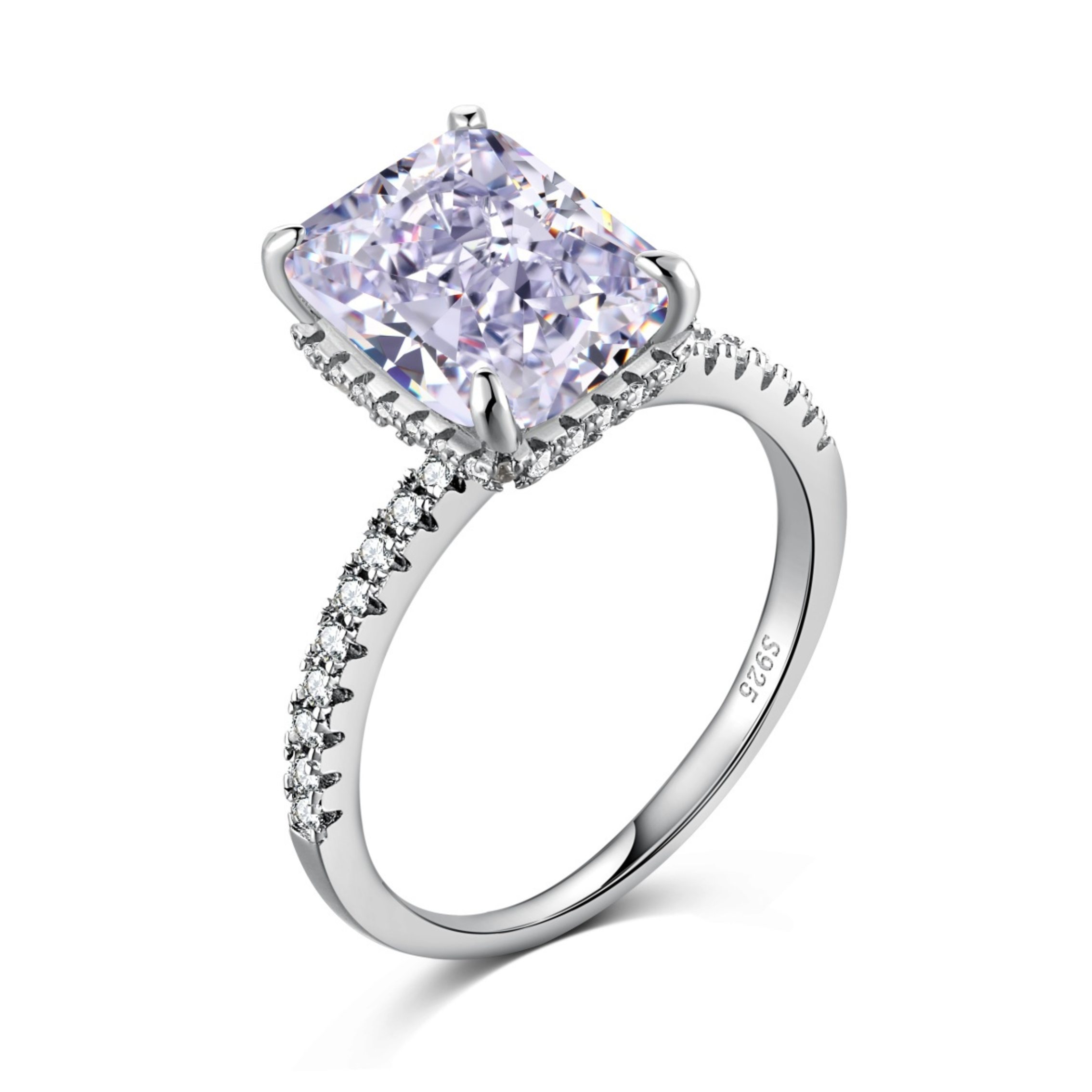 Cecilia Radiant Cut Sterling Silver Ring- Lavender (Pre-Order)