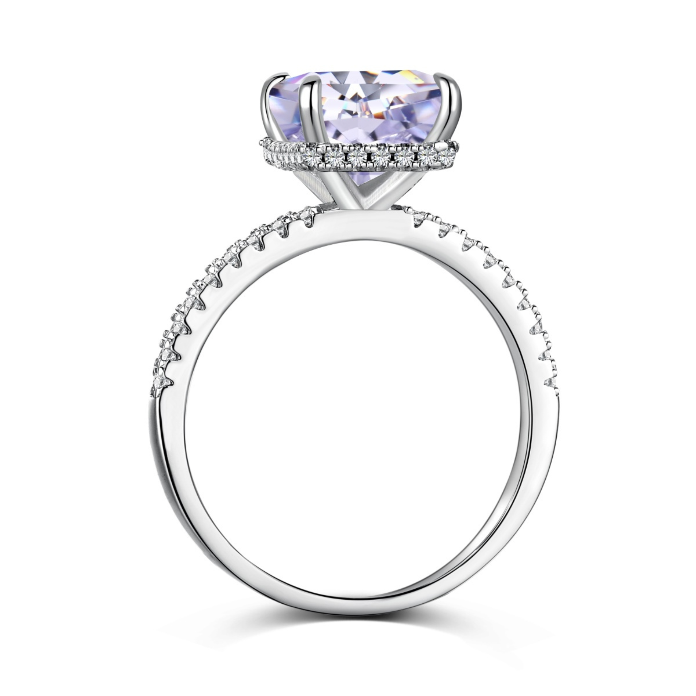 Cecilia Radiant Cut Sterling Silver Ring- Lavender (Pre-Order)