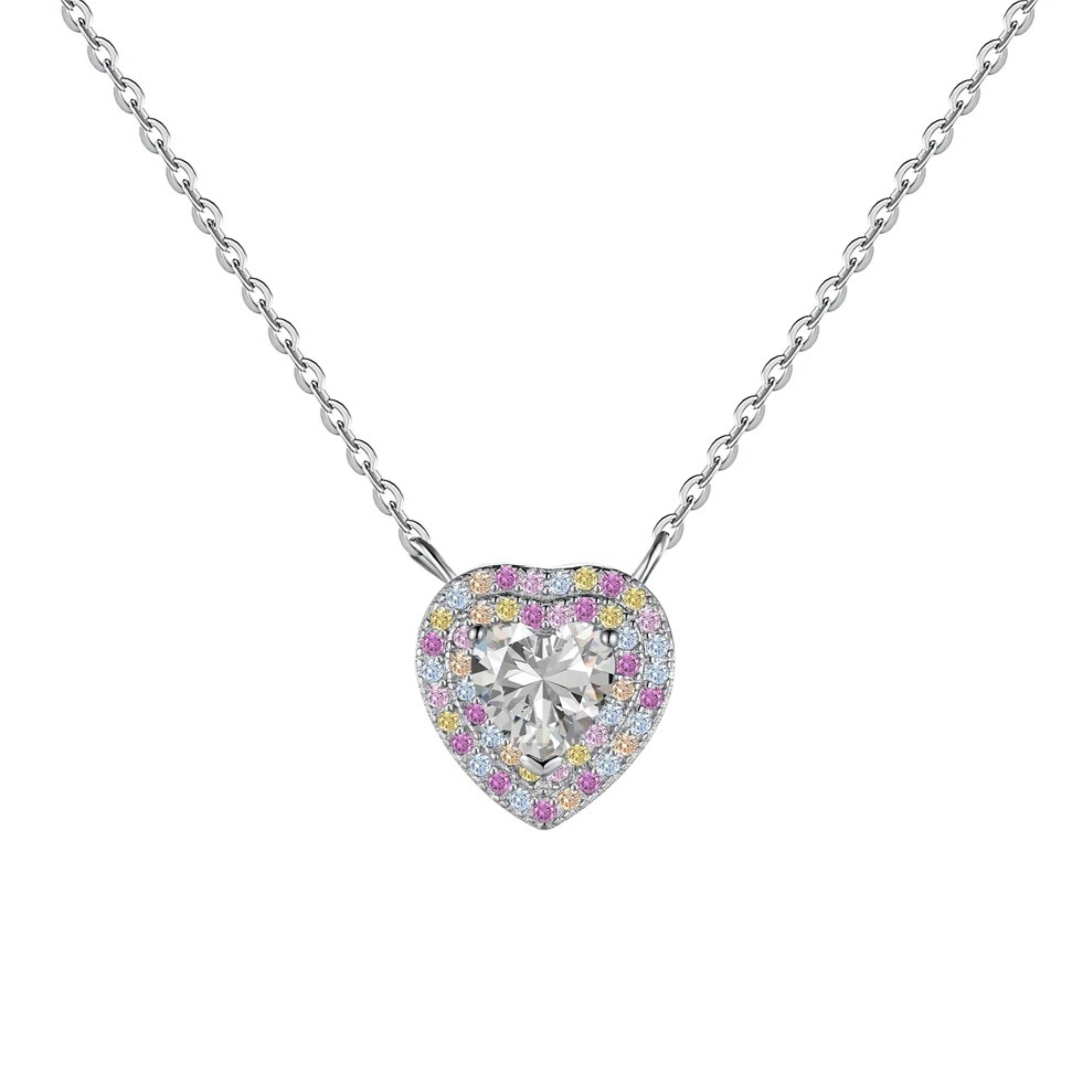 Ela Colourful Heart Sterling Silver Pendant Necklace