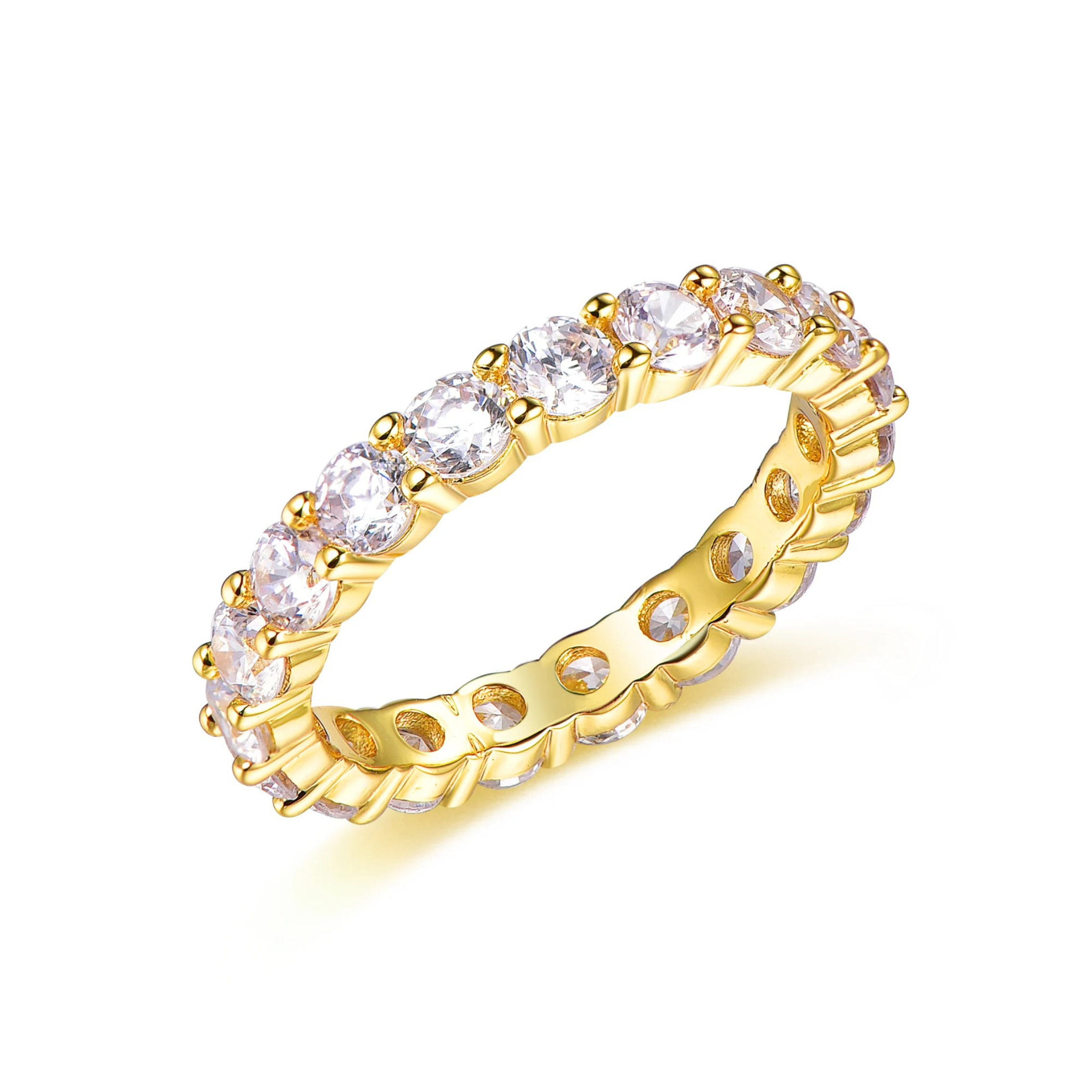 Eva Round Cut Eternity Band Sterling Silver Ring- Gold
