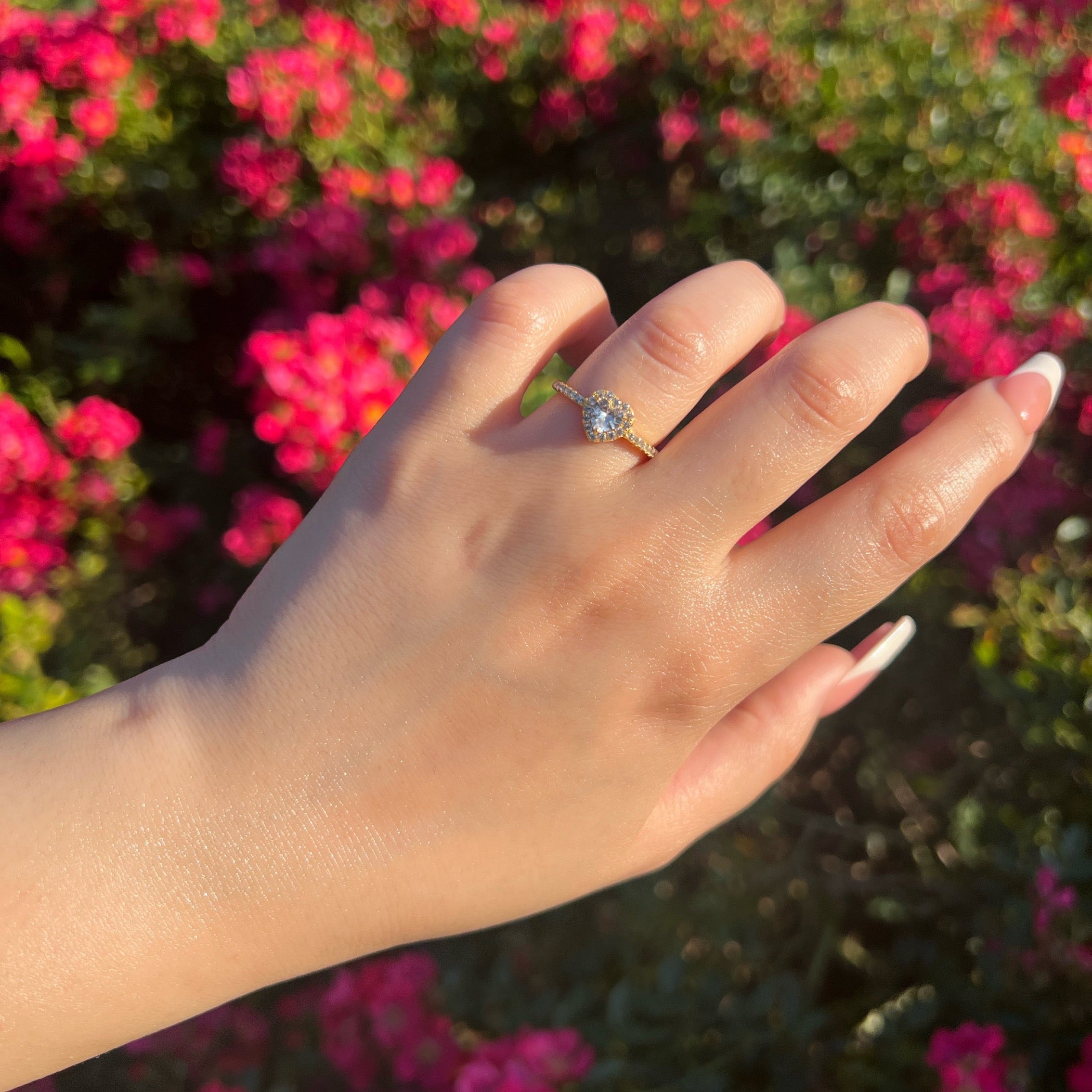 Mini Elina Heart Sterling Silver Halo Ring- Gold