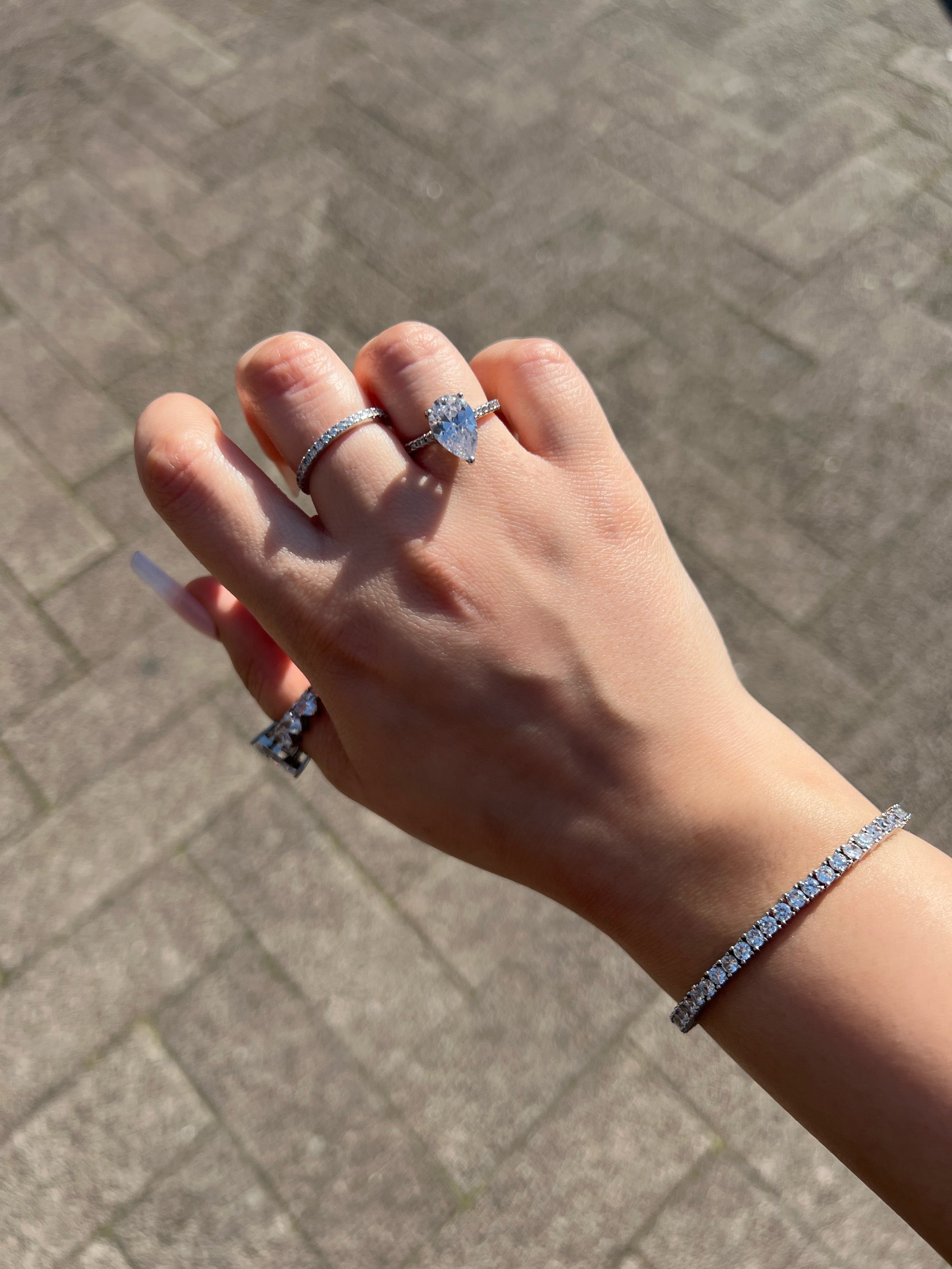 Seréna Pear Cut Sterling Silver Ring- Silver (Pre-Order)