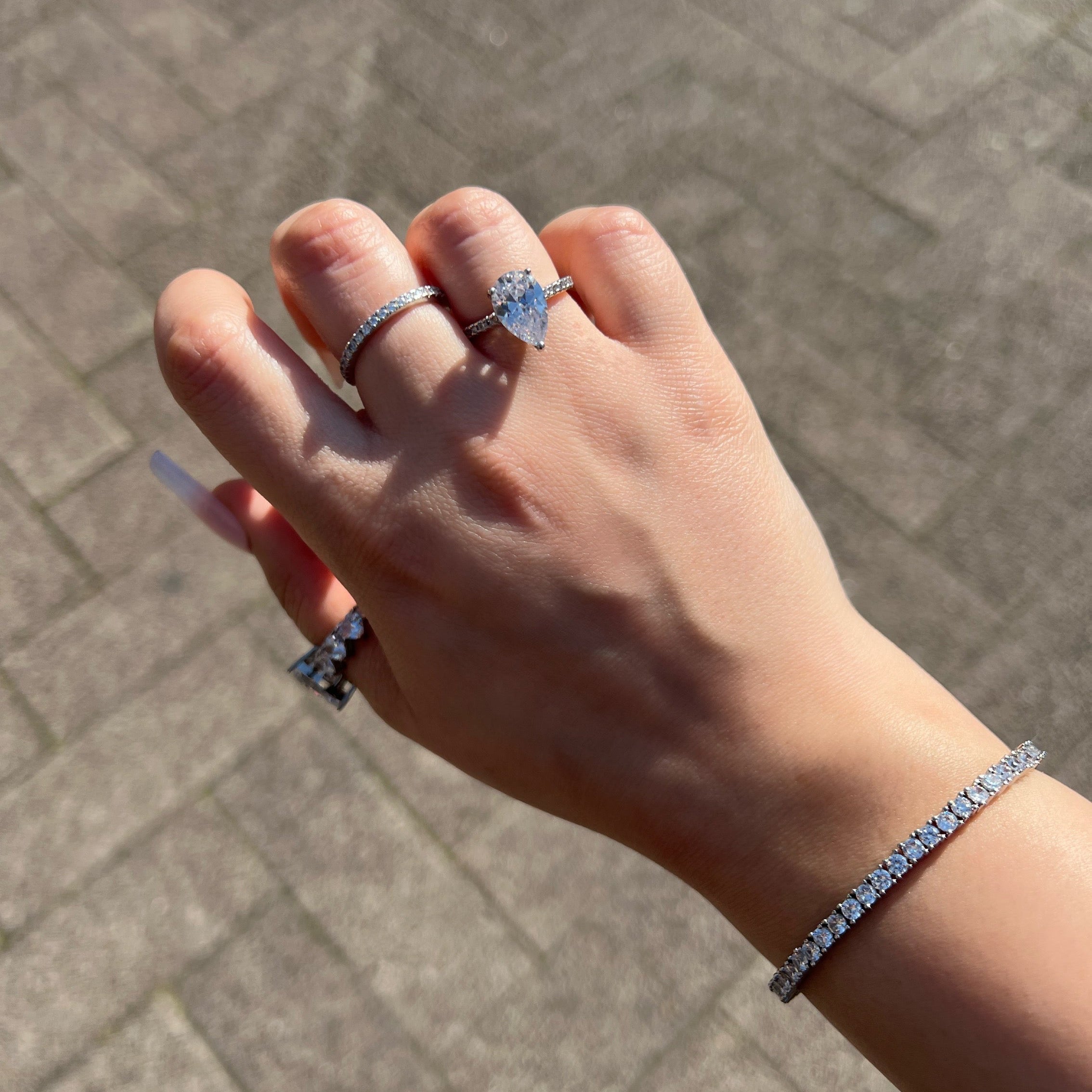 Serรฉna Pear Cut Sterling Silver Ring- Silver (Pre-Order)