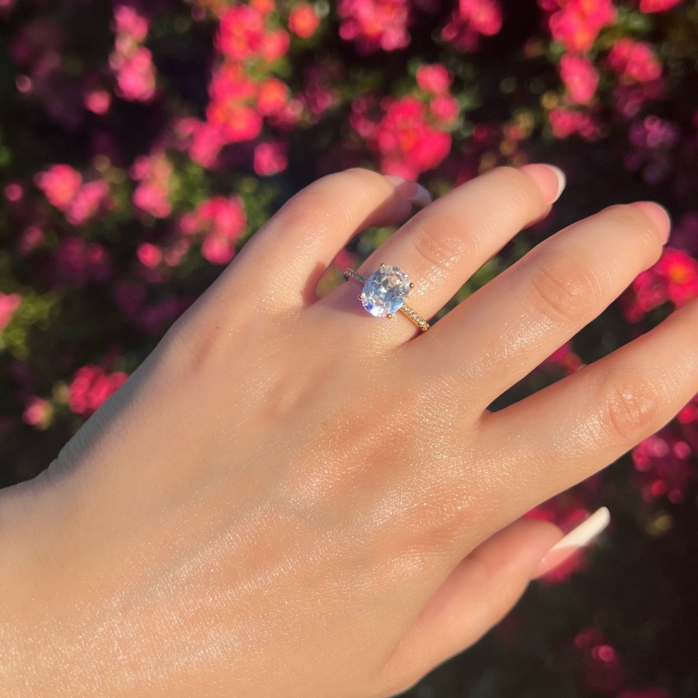 Anastasia Oval Cut Sterling Silver Ring- Gold