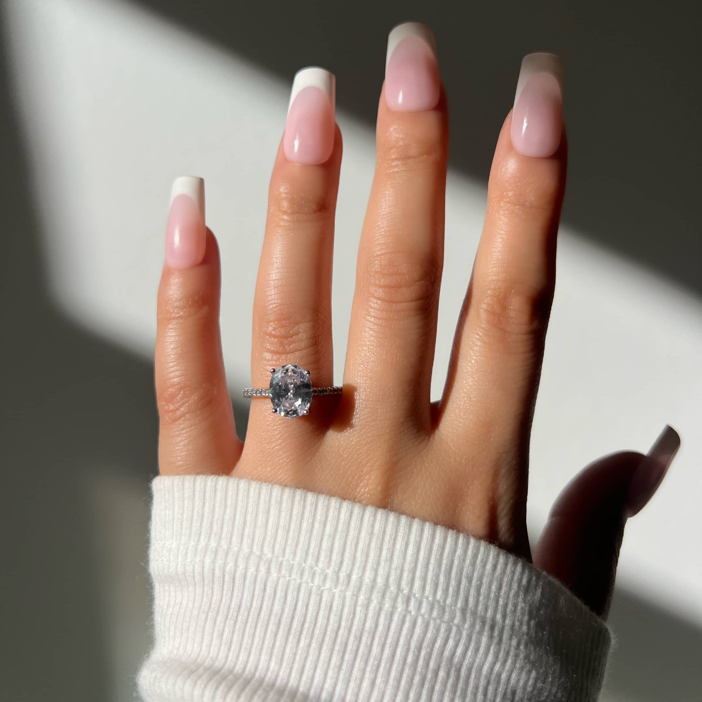 Anastasia Oval Cut Sterling Silver Ring- Silver