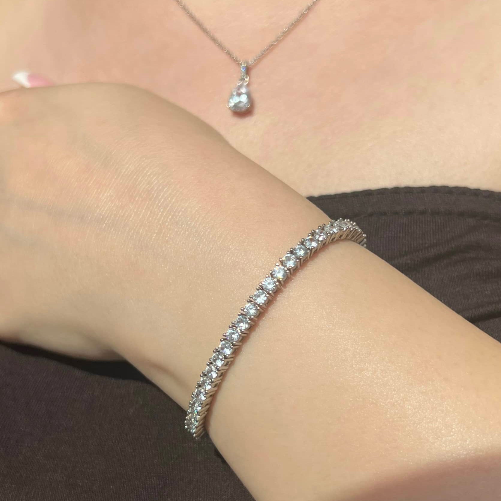 Aura 3mm Tennis Bracelet- Silver