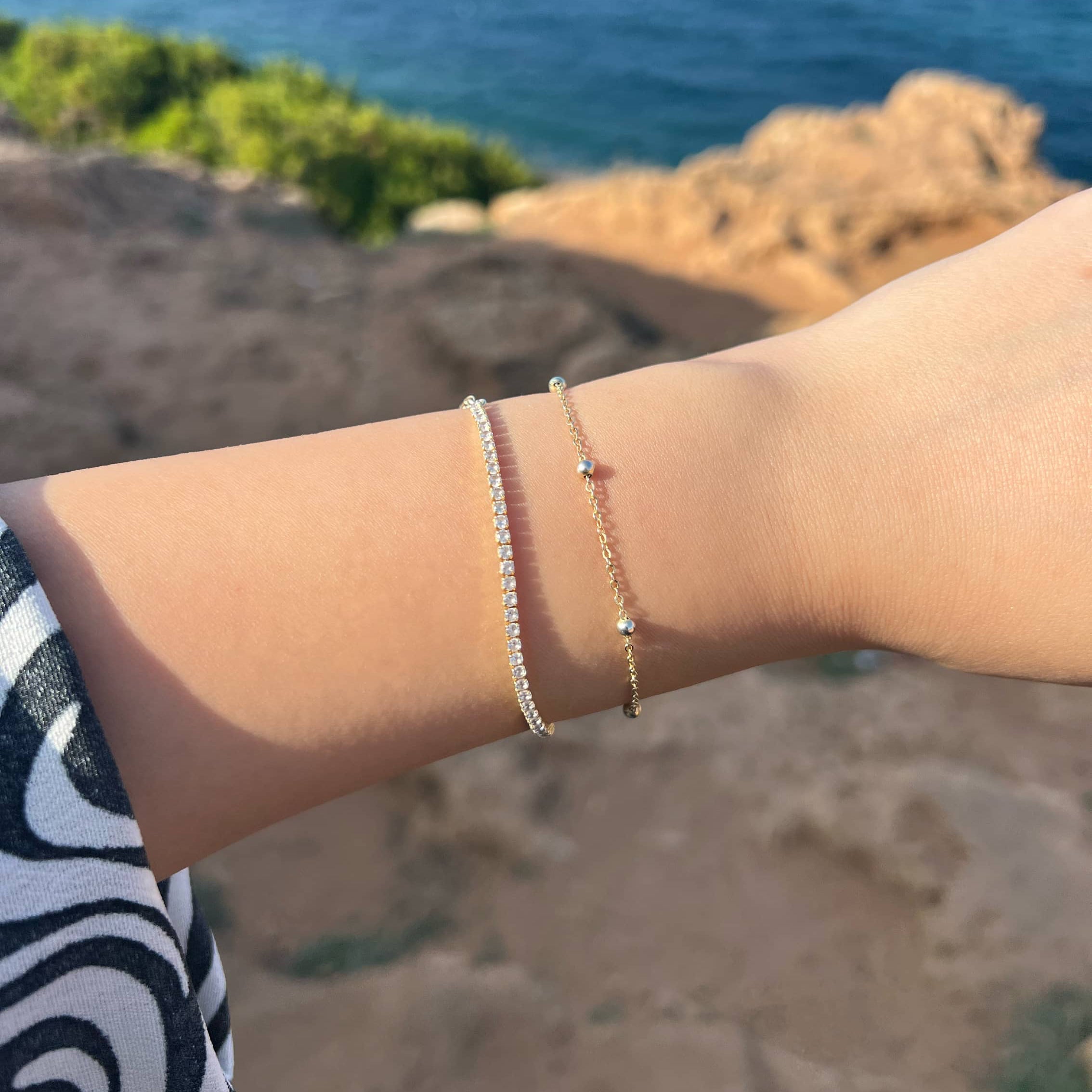 Ira 2mm Sterling Silver Tennis Bracelet- Gold