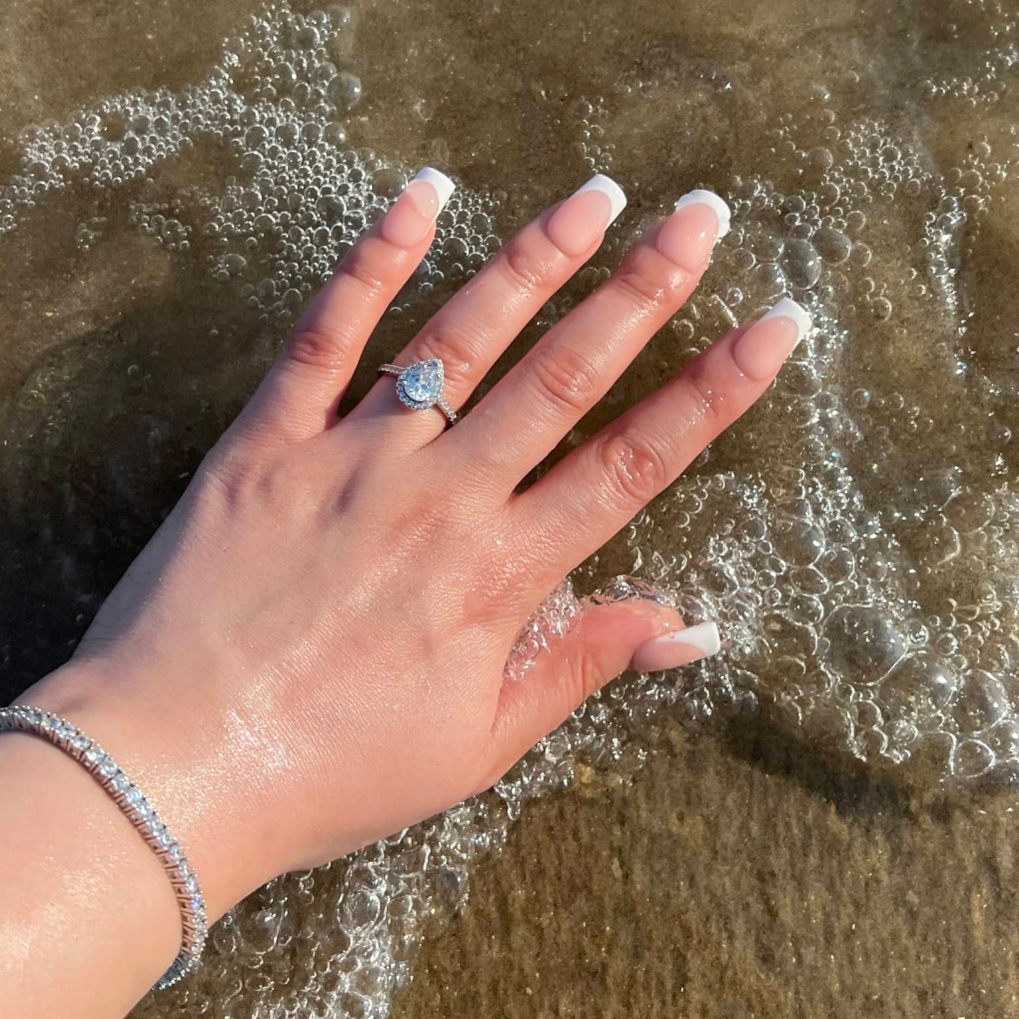 Aurelia Pear Cut Sterling Silver Halo Ring (Pre-Order)