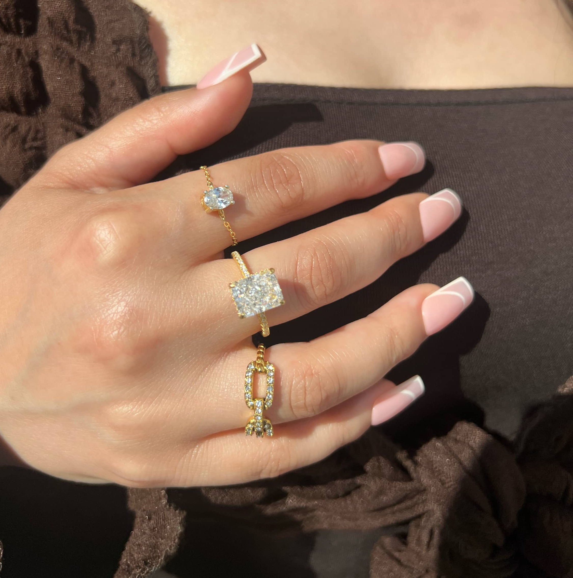 Cecilia Radiant Cut Sterling Silver Ring- Gold