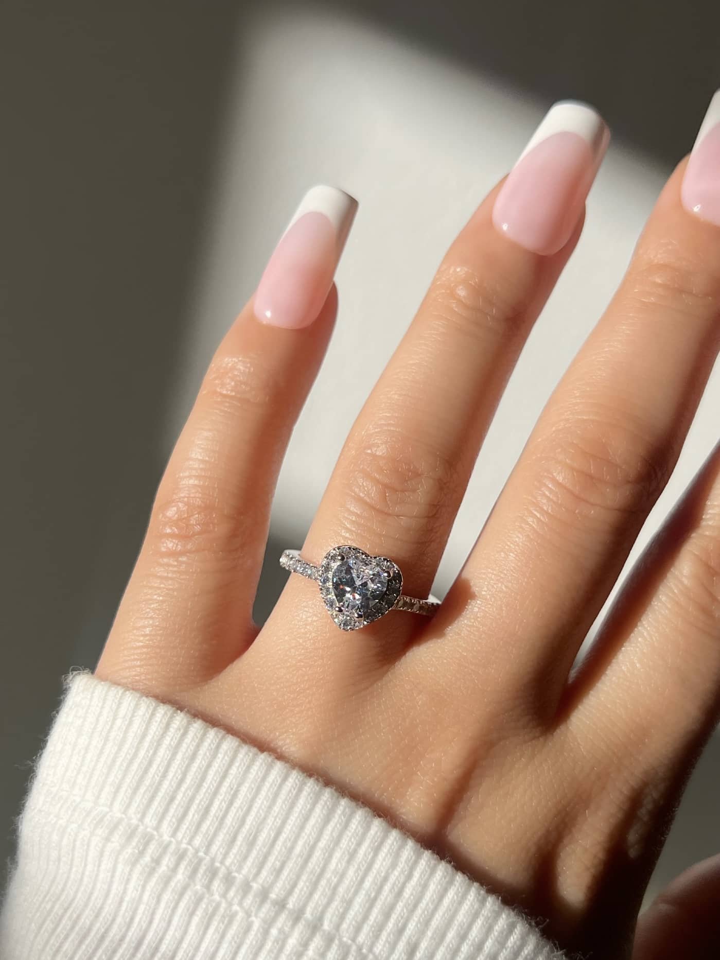 Elina Heart Sterling Silver Halo Ring- Silver