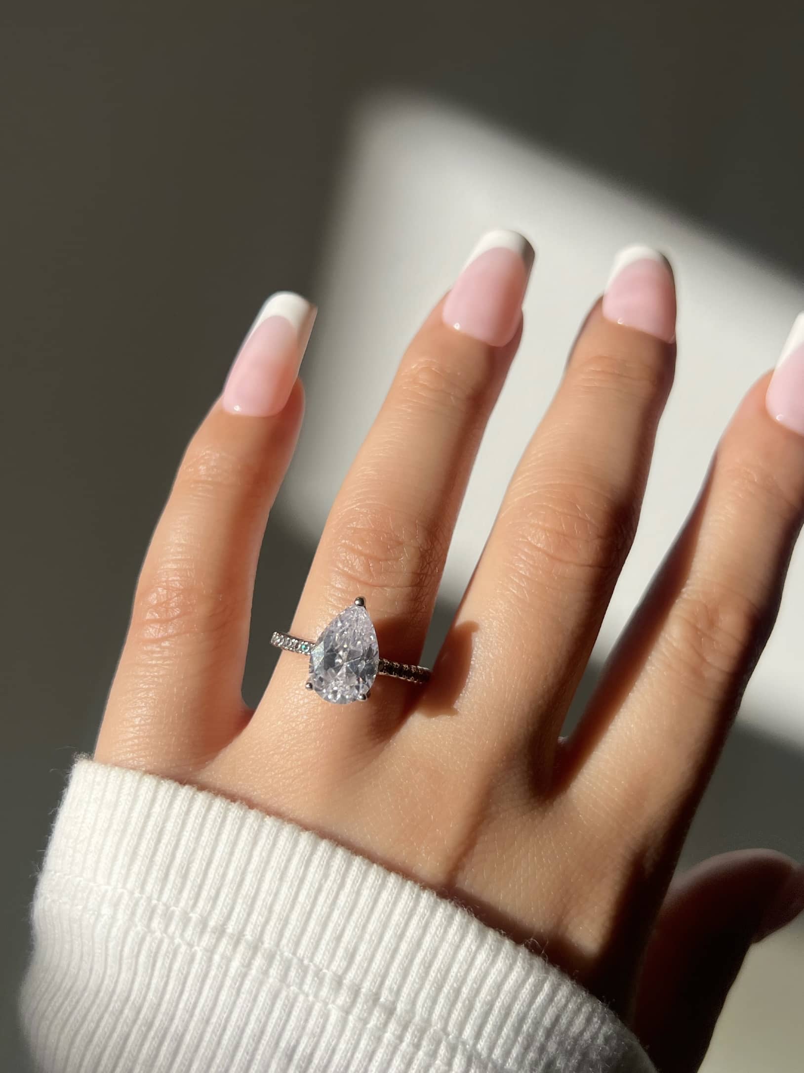 Seréna Pear Cut Sterling Silver Ring- Silver (Pre-Order)