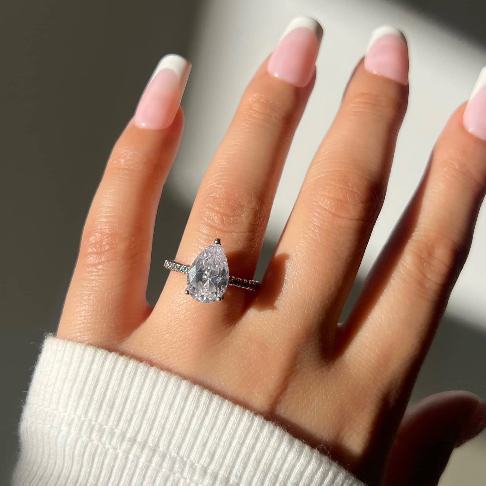 Seréna Pear Cut Sterling Silver Ring- Silver (Pre-Order)