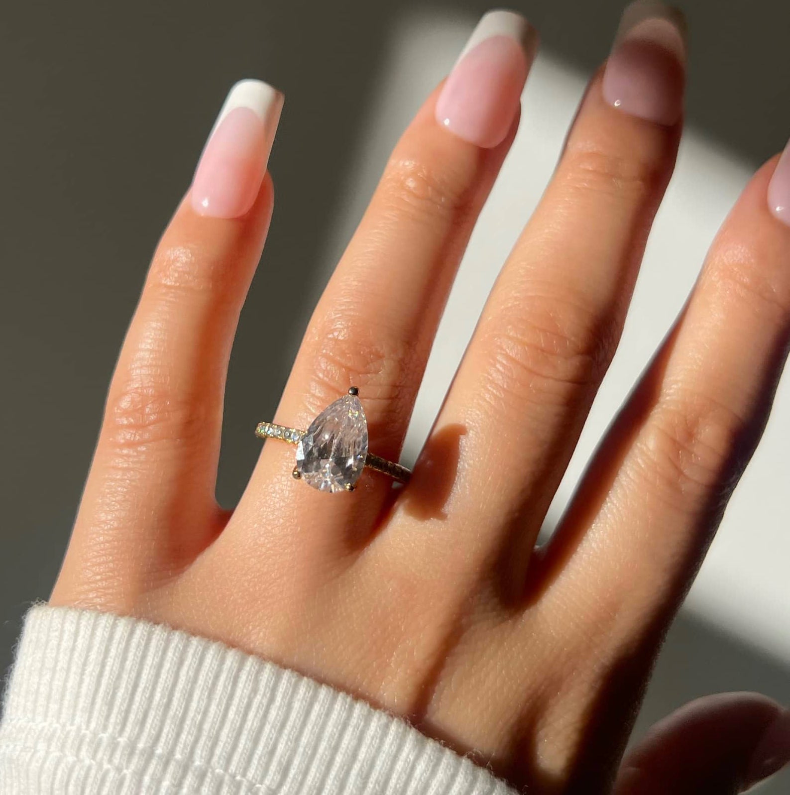 Seréna Pear Cut Sterling Silver Ring- Gold (Pre-Order)