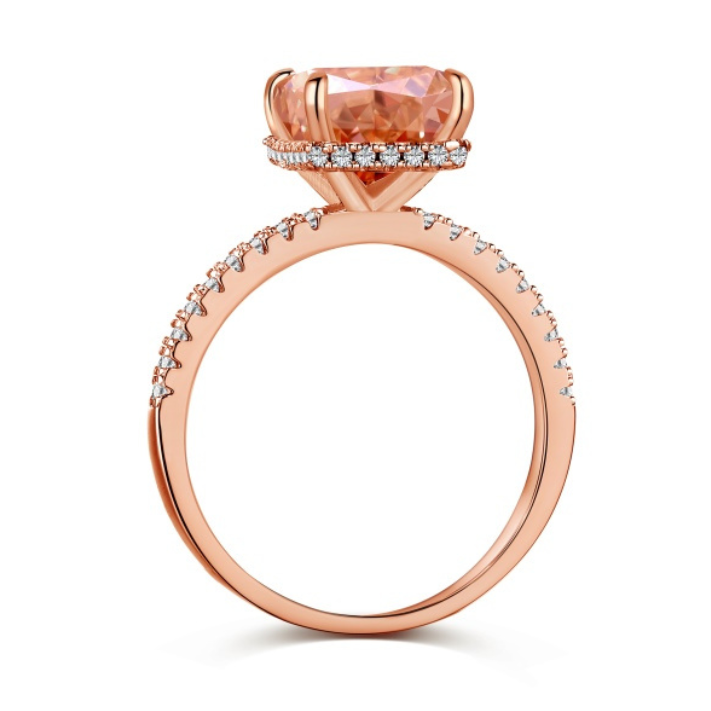 Cecilia Radiant Cut Sterling Silver Ring- Rose Gold