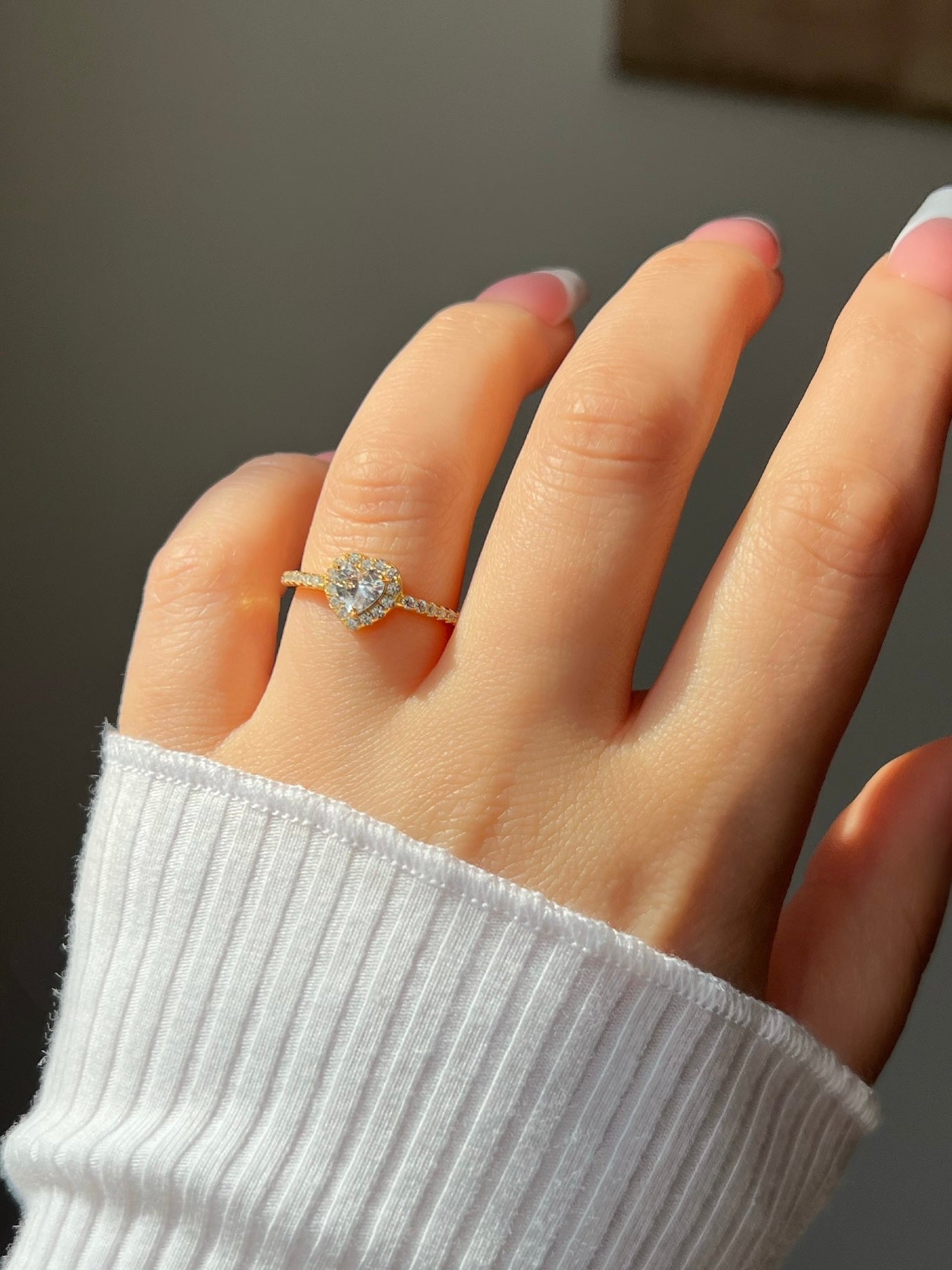 Mini Elina Heart Sterling Silver Halo Ring- Gold