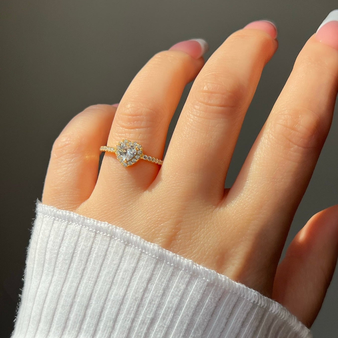 Mini Elina Heart Sterling Silver Halo Ring- Gold