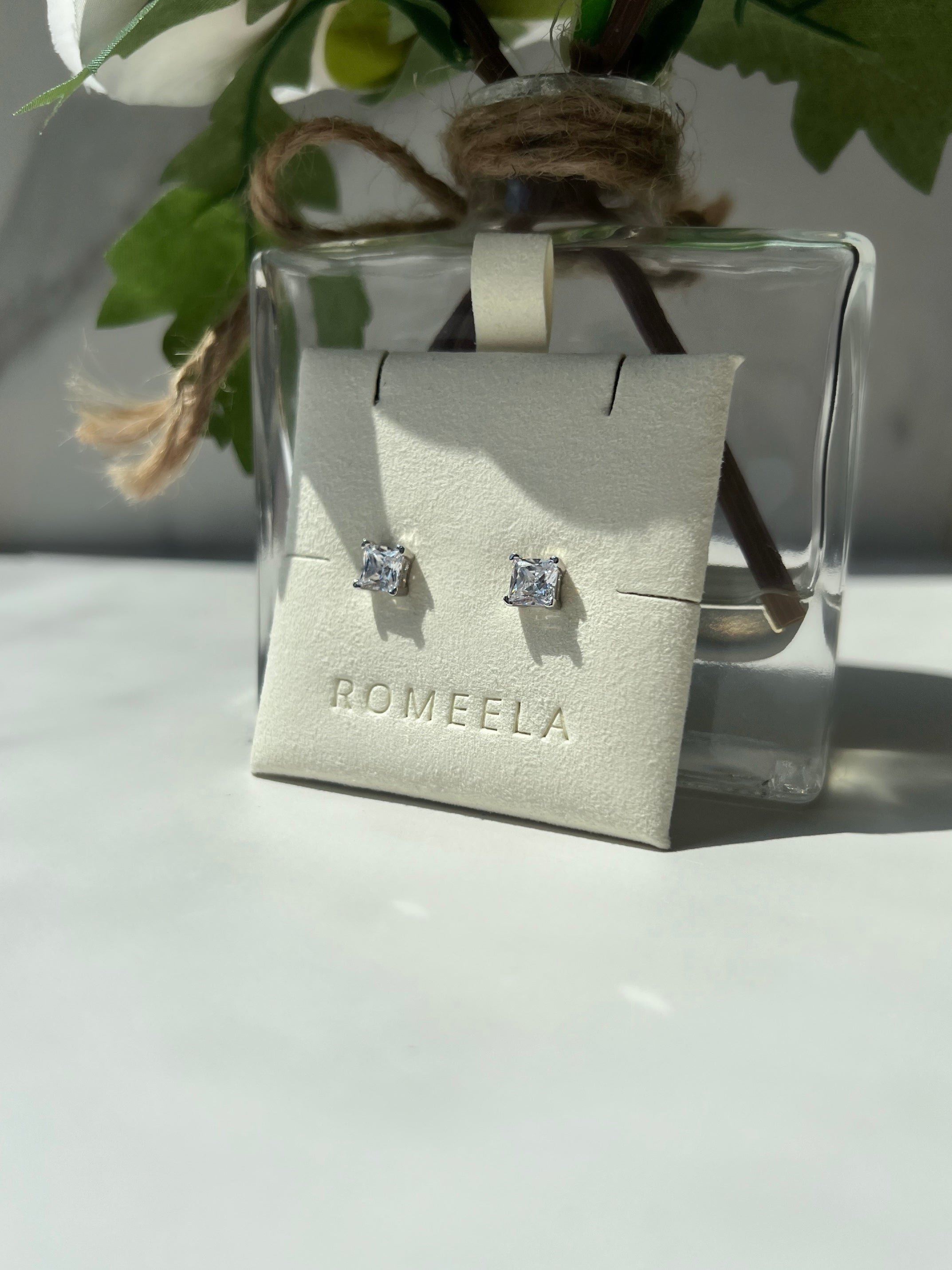 Dina Radiant Cut Sterling Silver Earrings