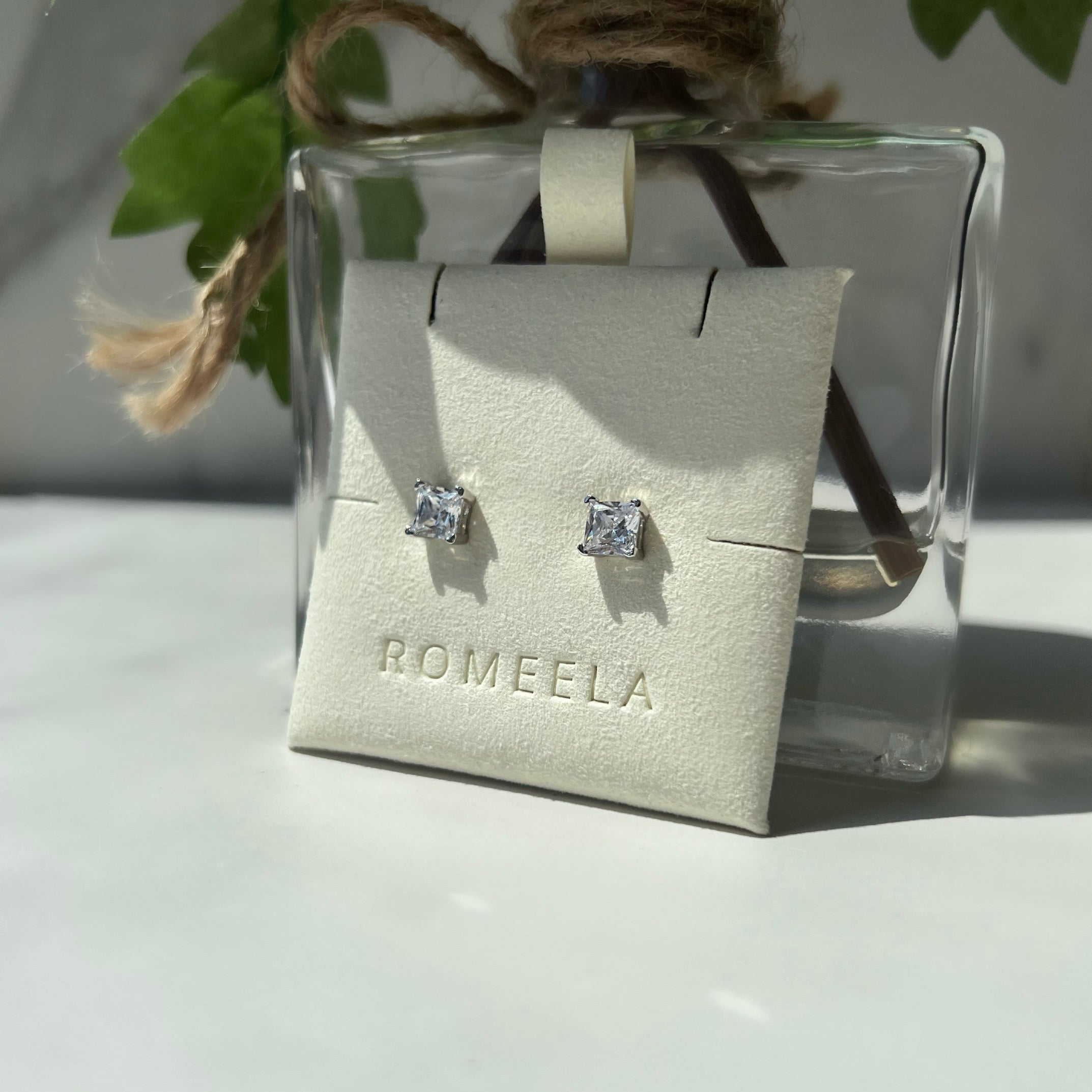 Dina Radiant Cut Sterling Silver Earrings