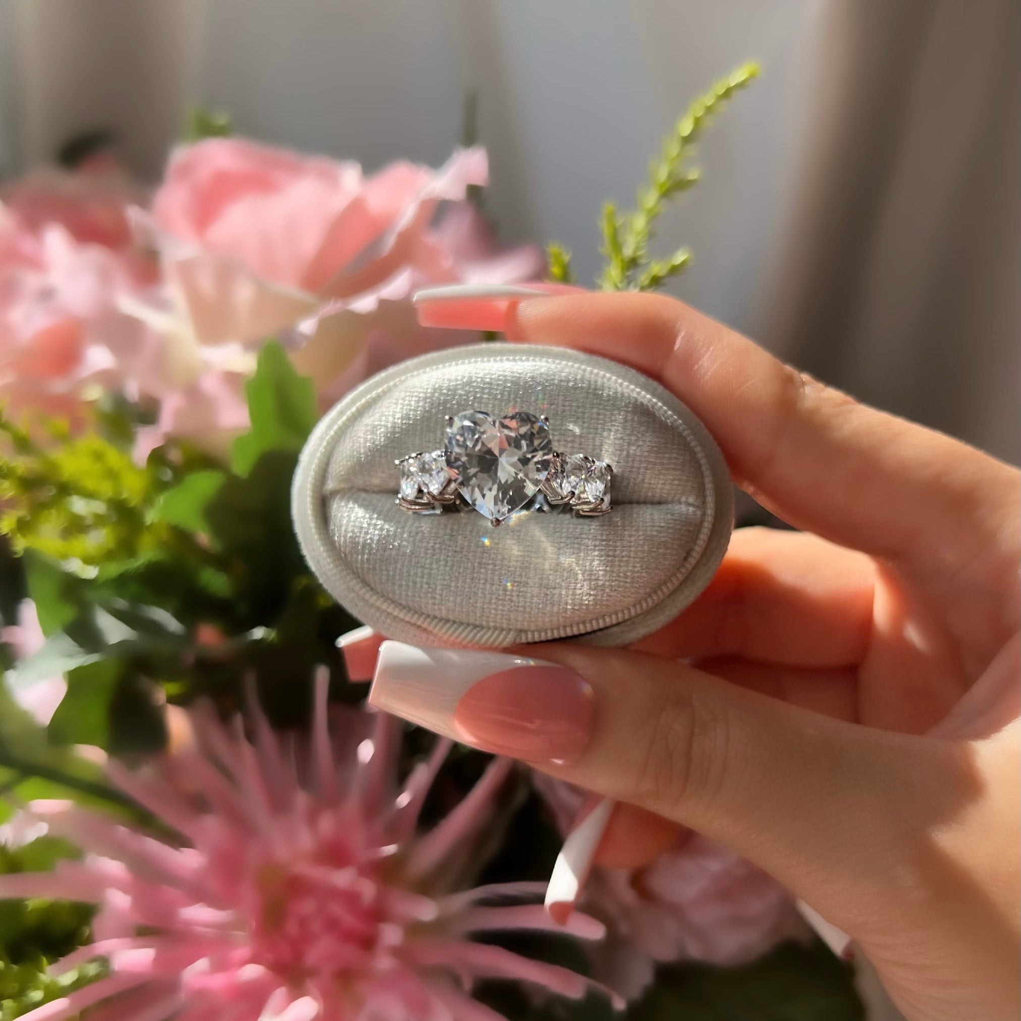 Princess Heart Cubic Zirconia Ring- Silver