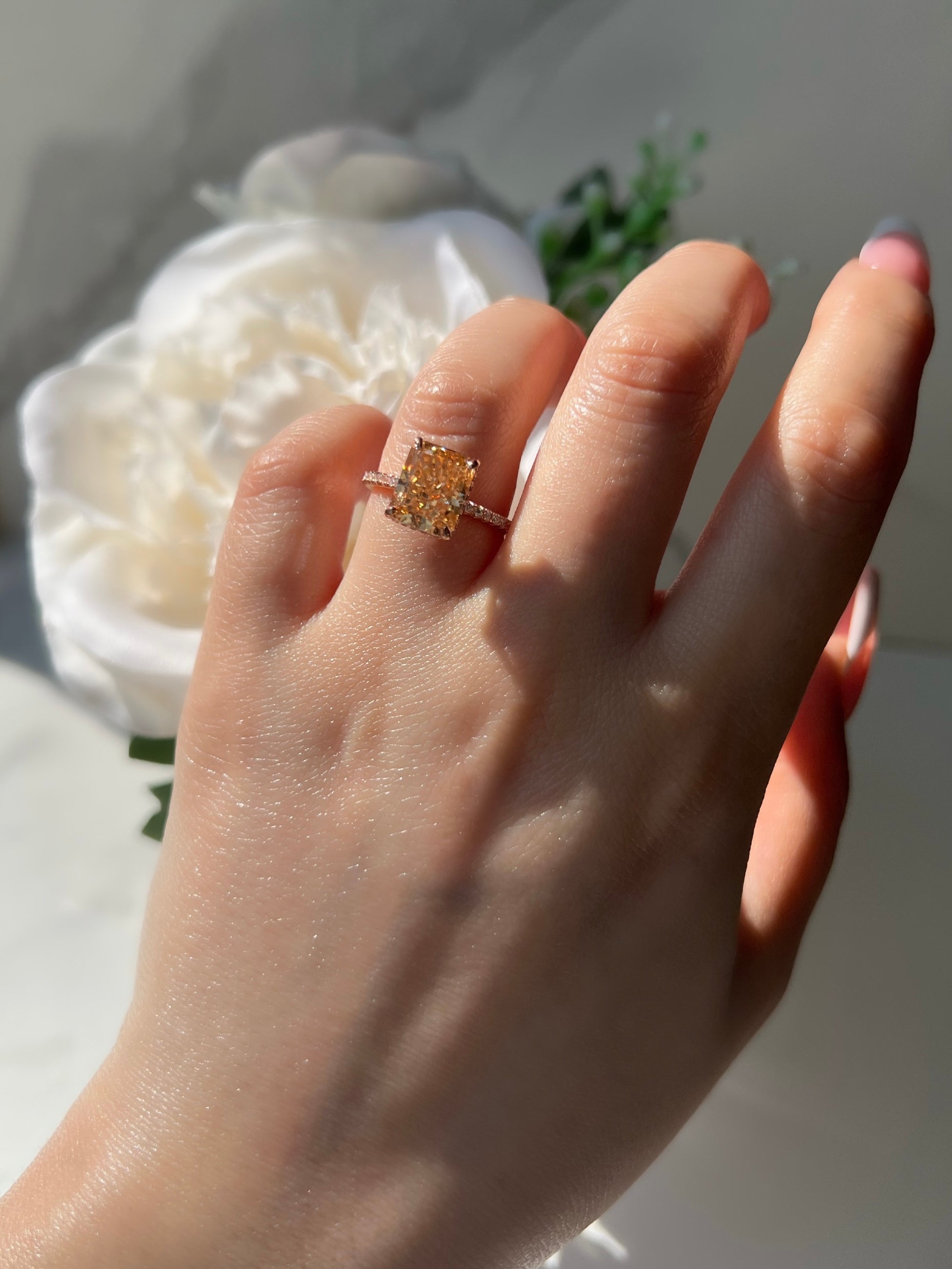 Cecilia Radiant Cut Sterling Silver Ring- Rose Gold