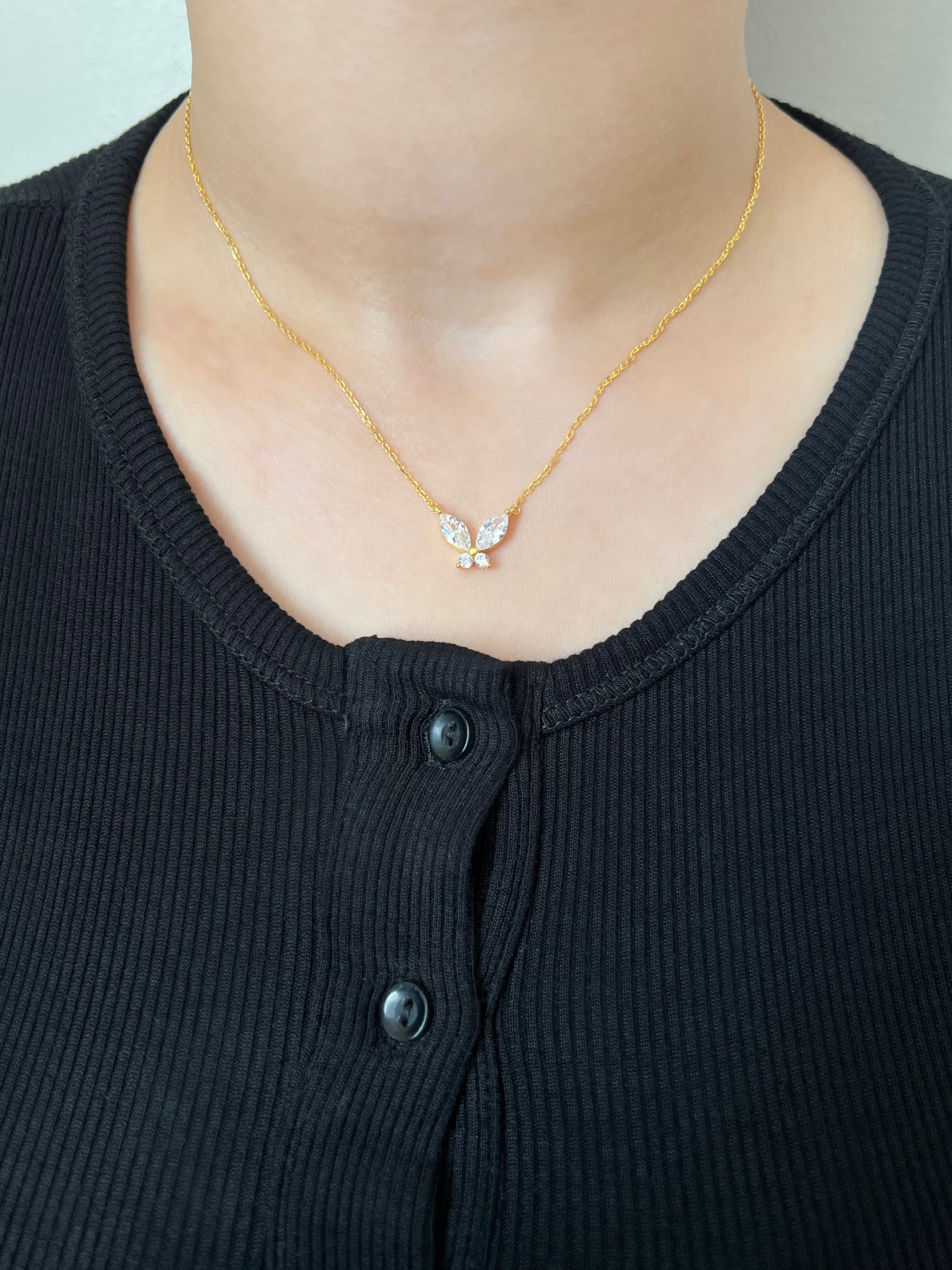 Icy Butterfly Sterling Silver Pendant Necklace