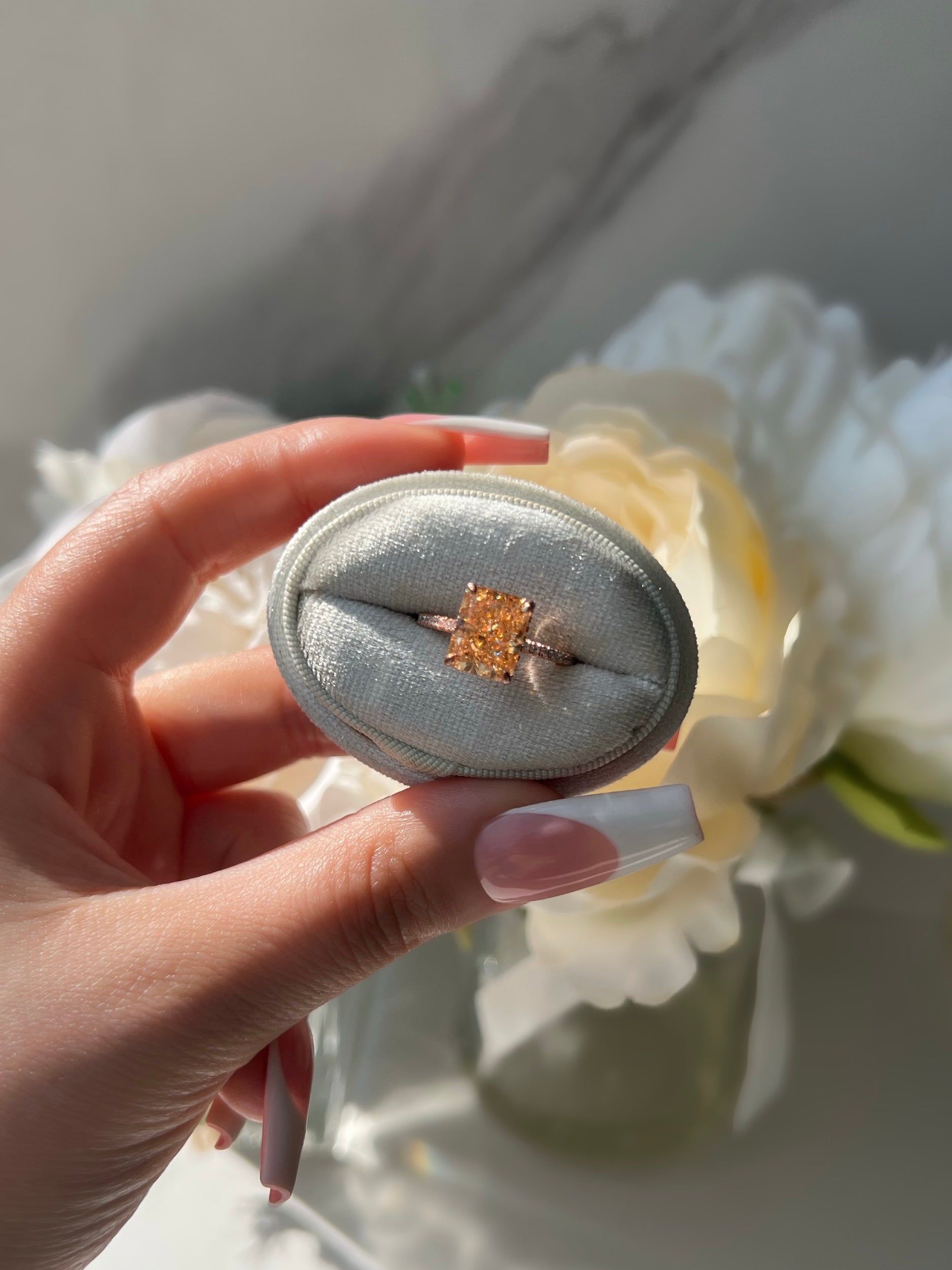 Cecilia Radiant Cut Sterling Silver Ring- Rose Gold