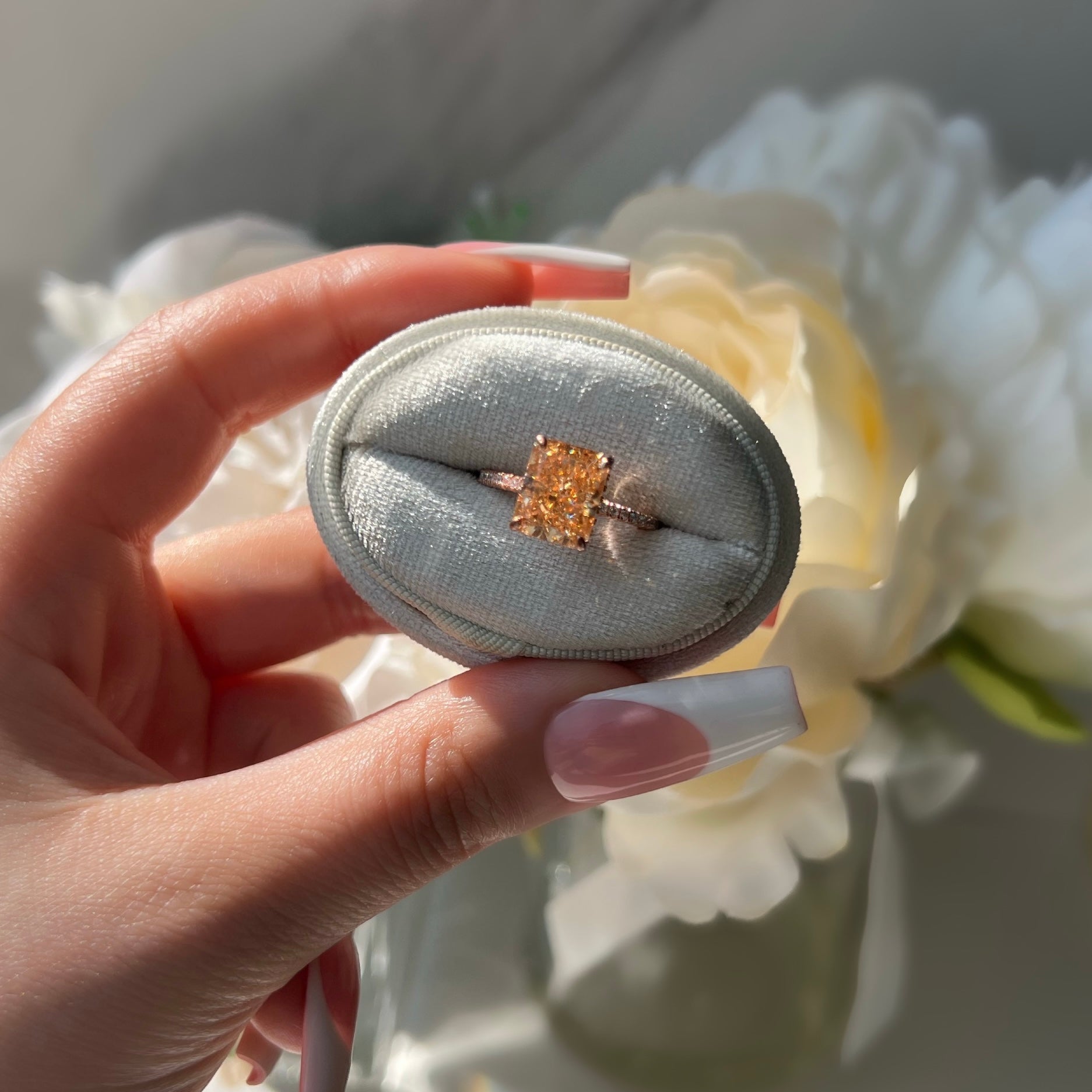 Cecilia Radiant Cut Sterling Silver Ring- Rose Gold