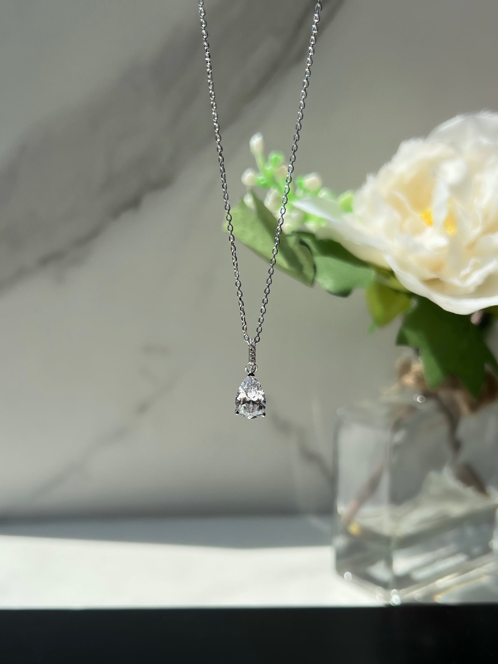 Alana Pear Cut Sterling Silver Pendant Necklace