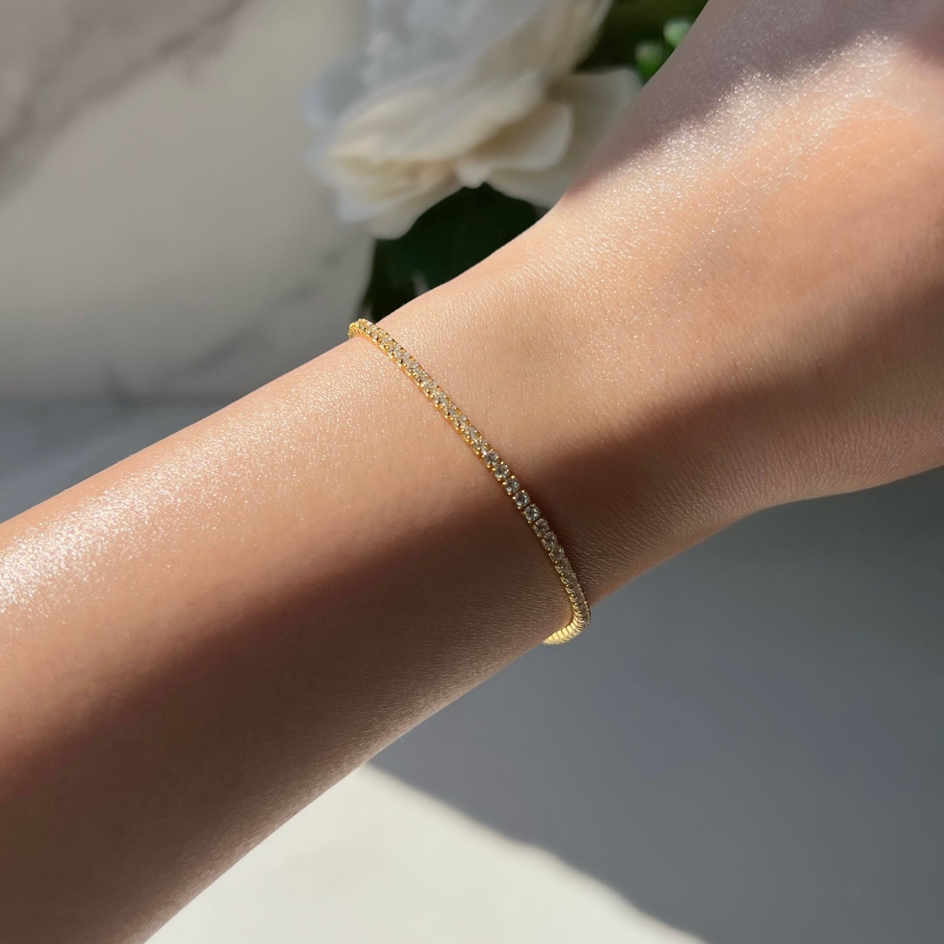 Ira 2mm Sterling Silver Tennis Bracelet- Gold