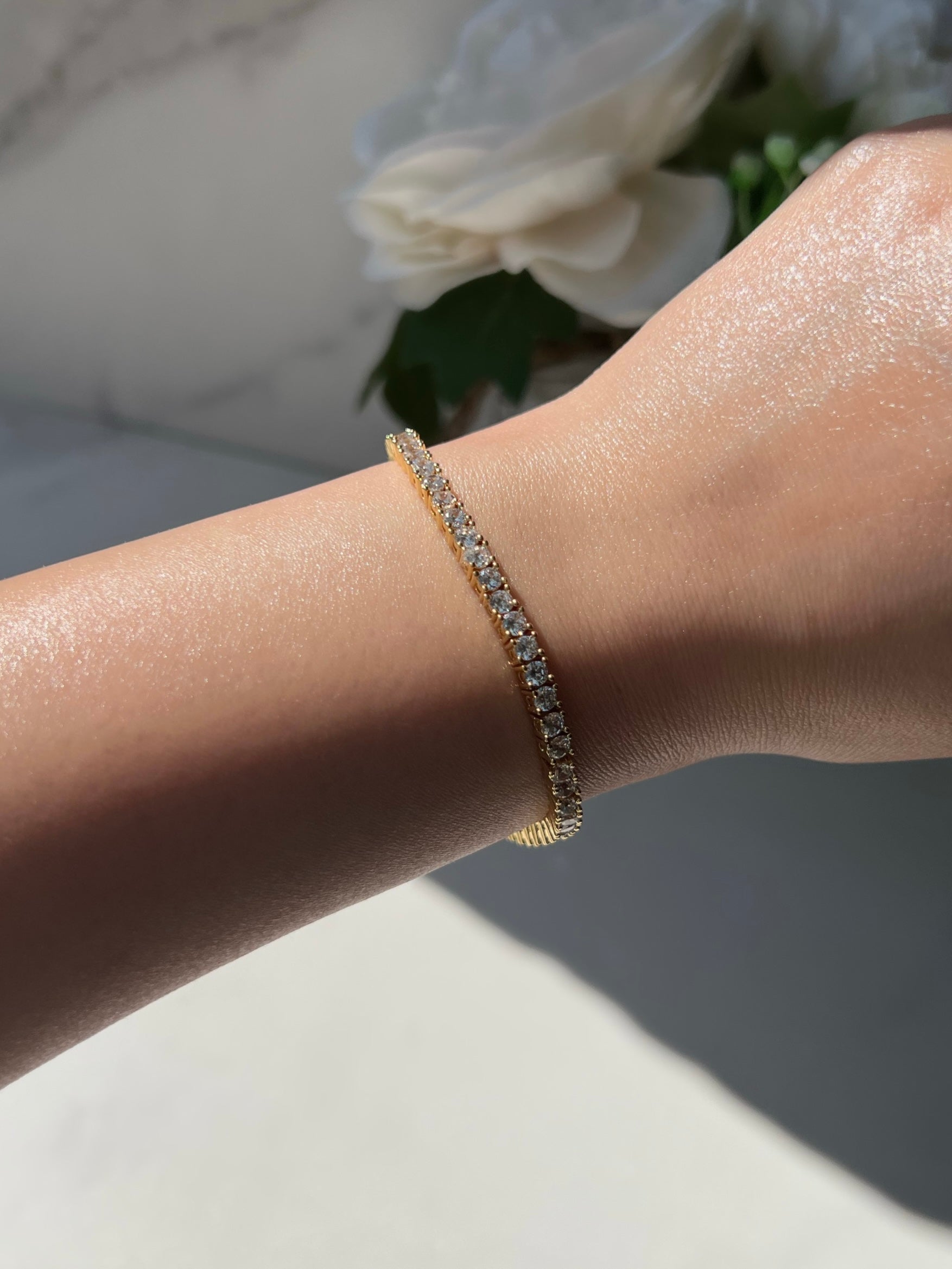 Aura 3mm Tennis Bracelet- Gold