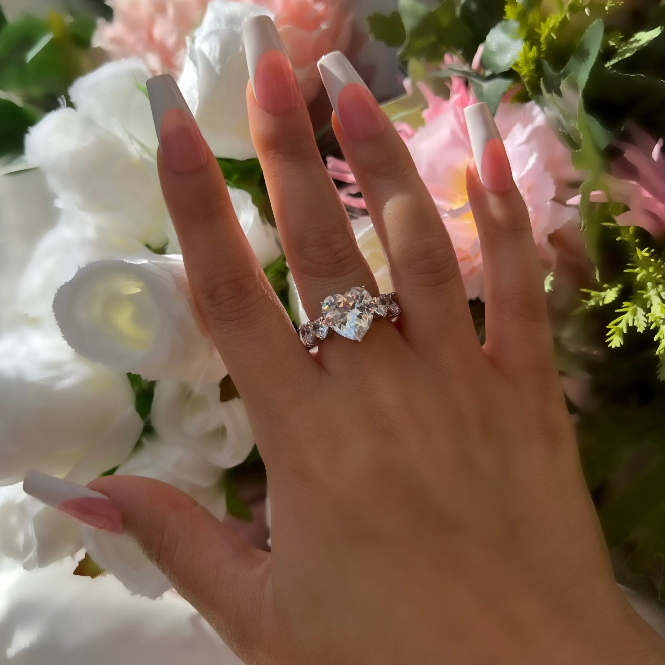 Princess Heart Cubic Zirconia Ring- Silver