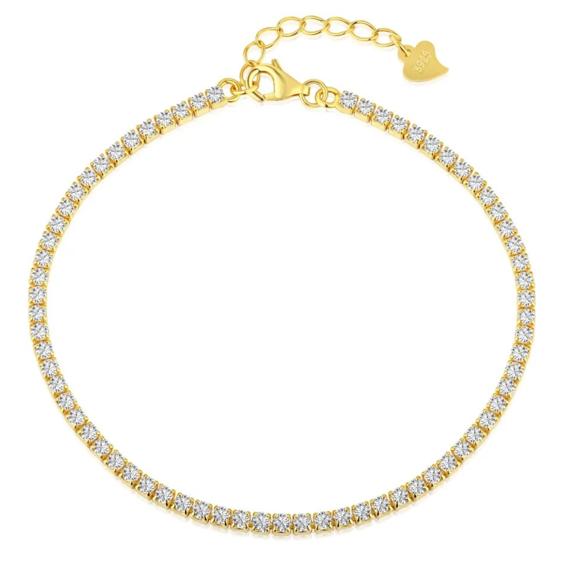 Ira 2mm Sterling Silver Tennis Bracelet- Gold