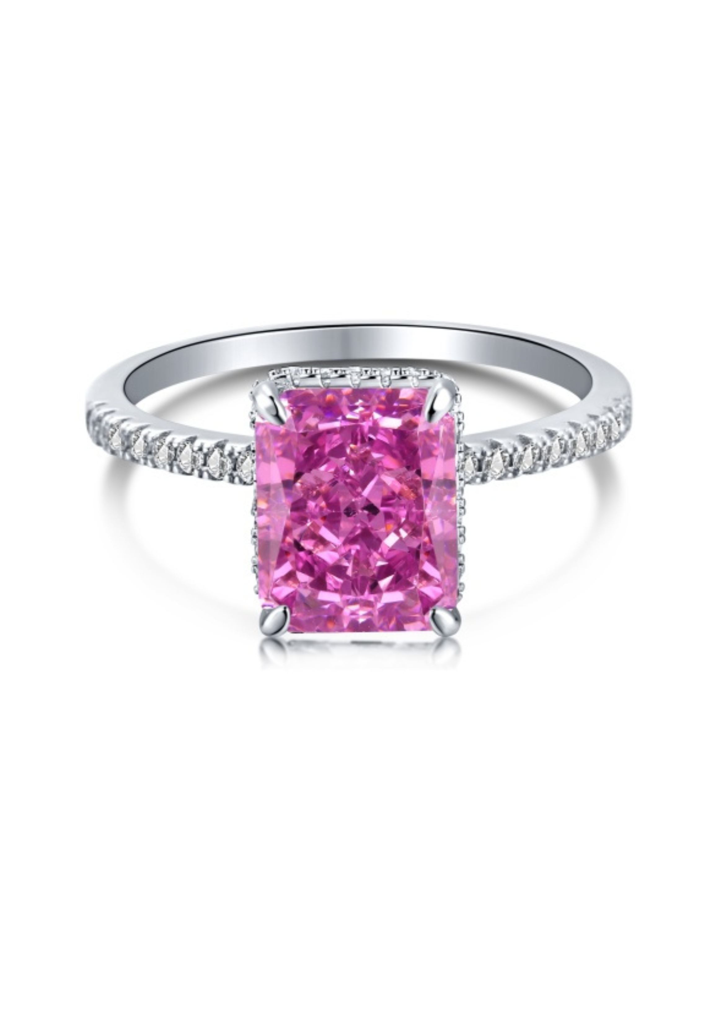 Cecilia Radiant Cut Sterling Silver Ring- Mulberry