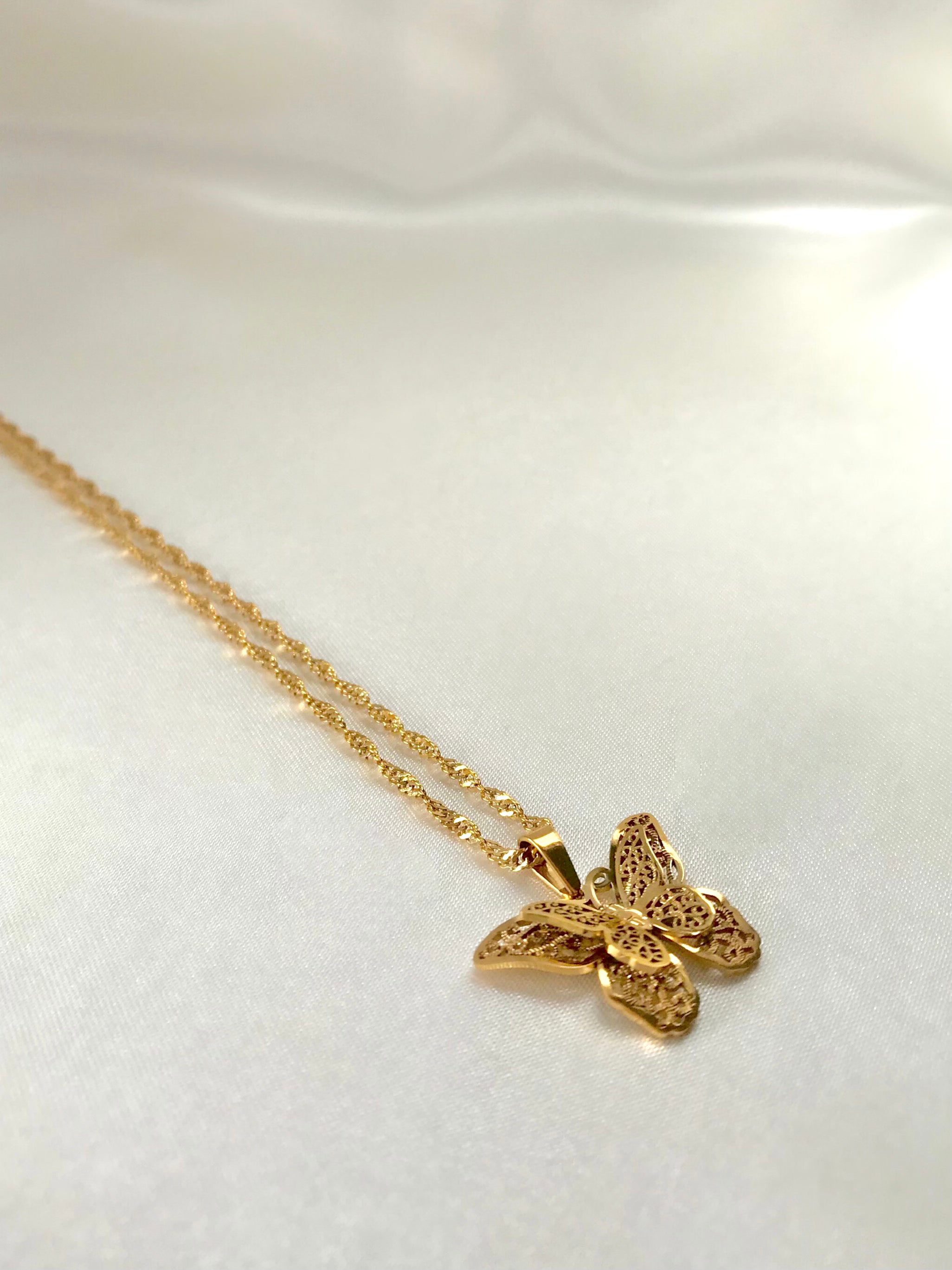 Butterfly Gold Pendant Necklace