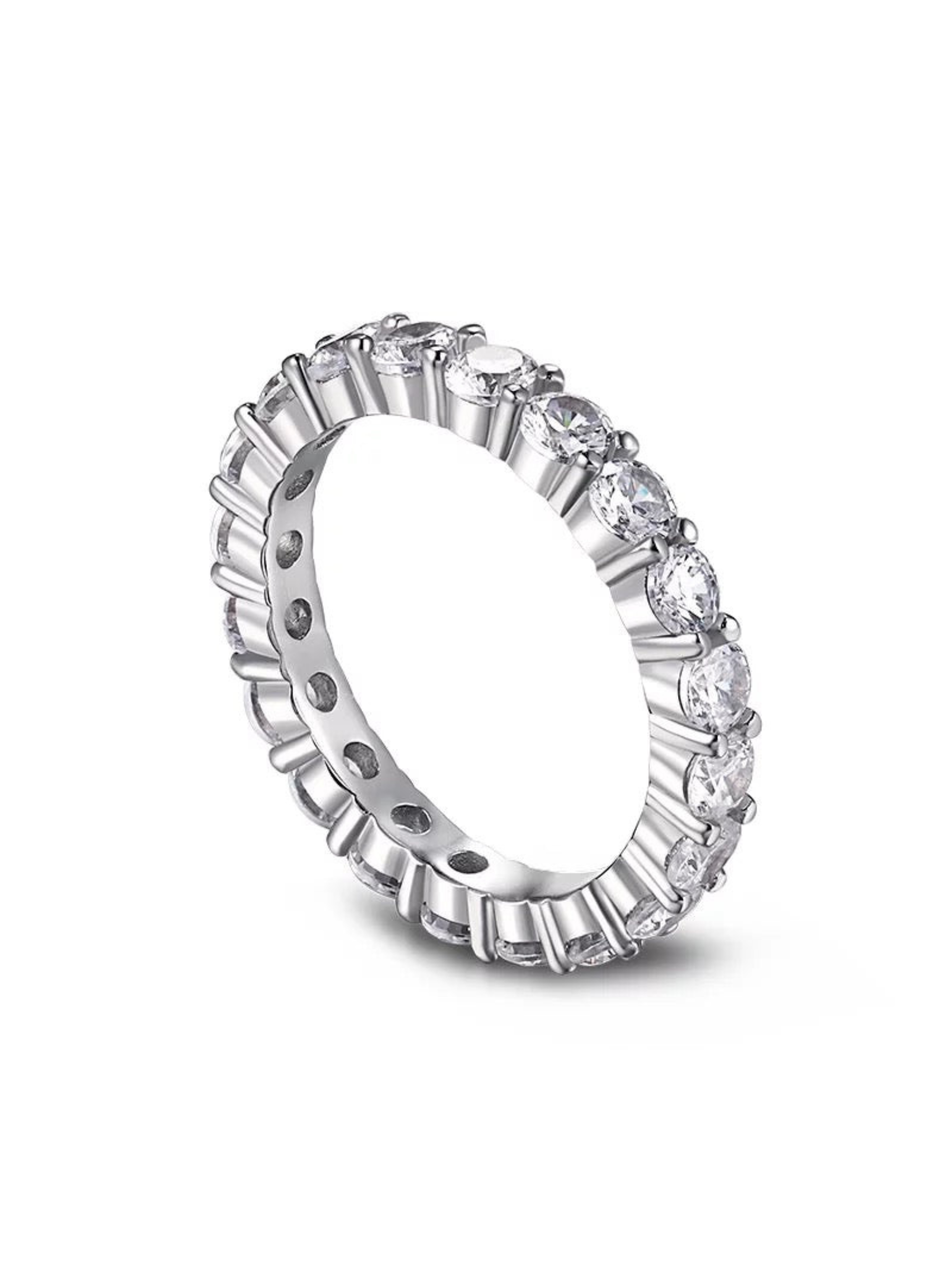 Eva Round Cut Eternity Band Sterling Silver Ring- Silver (Pre-Order)