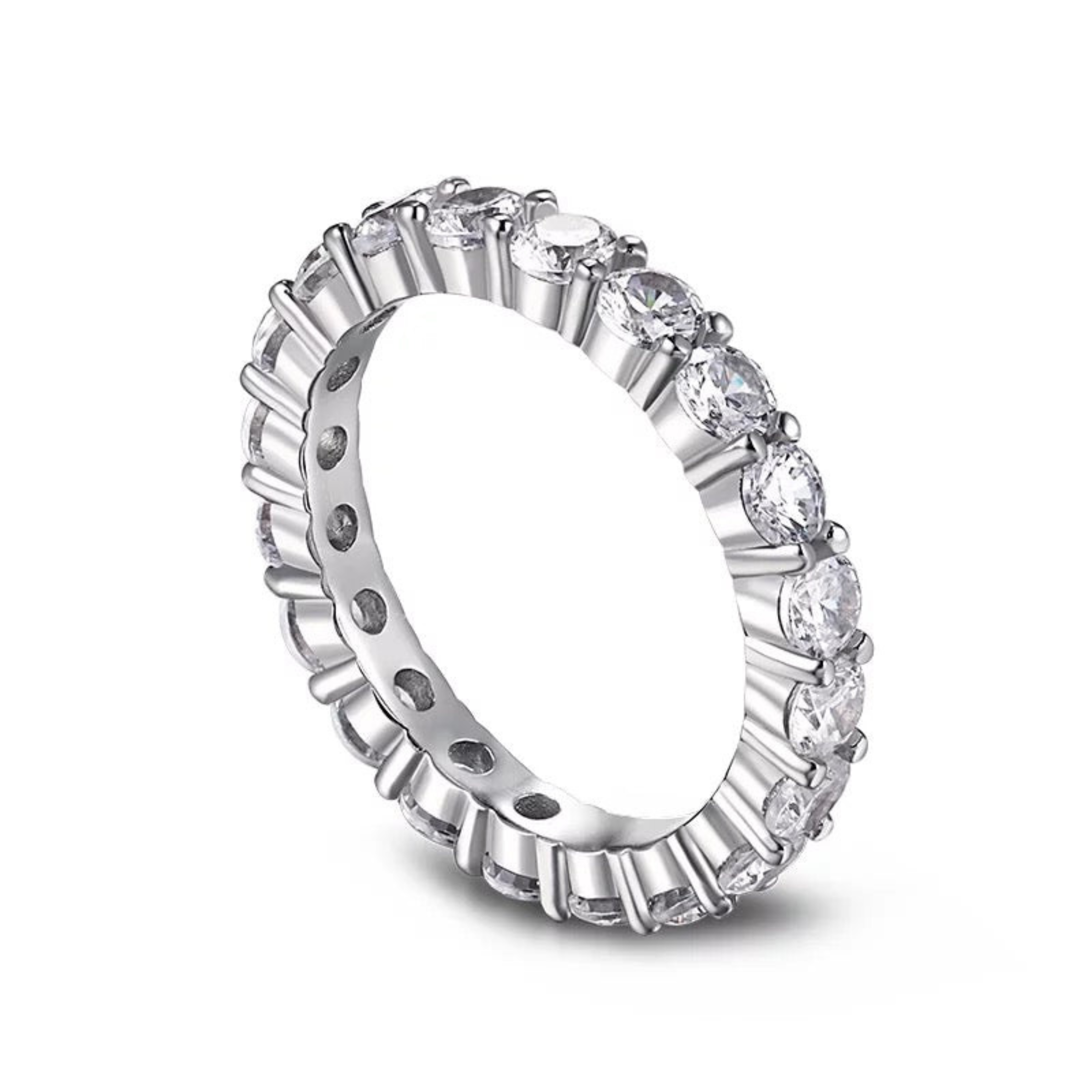 Eva Round Cut Eternity Band Sterling Silver Ring- Silver (Pre-Order)