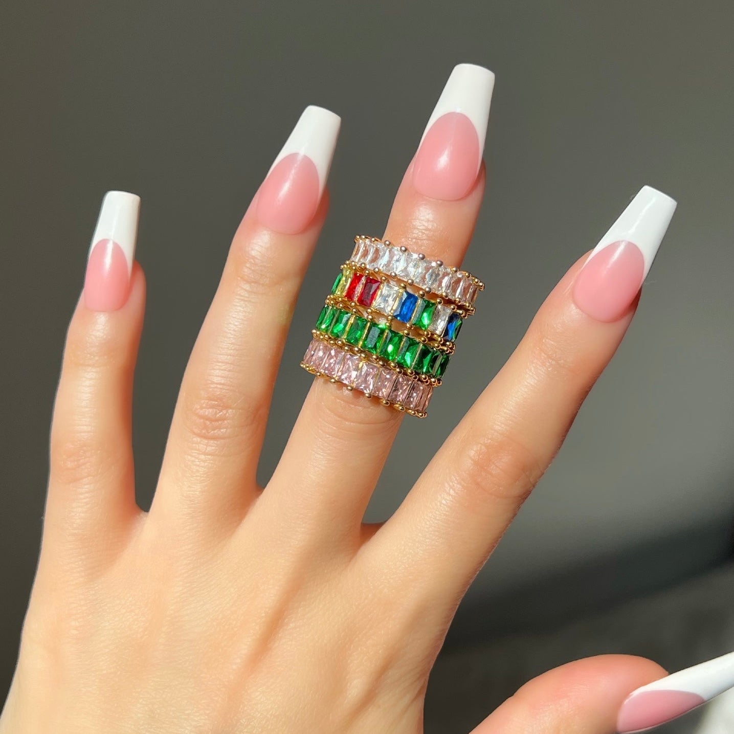 Gold Rainbow Cubic Zirconia Eternity Band Ring